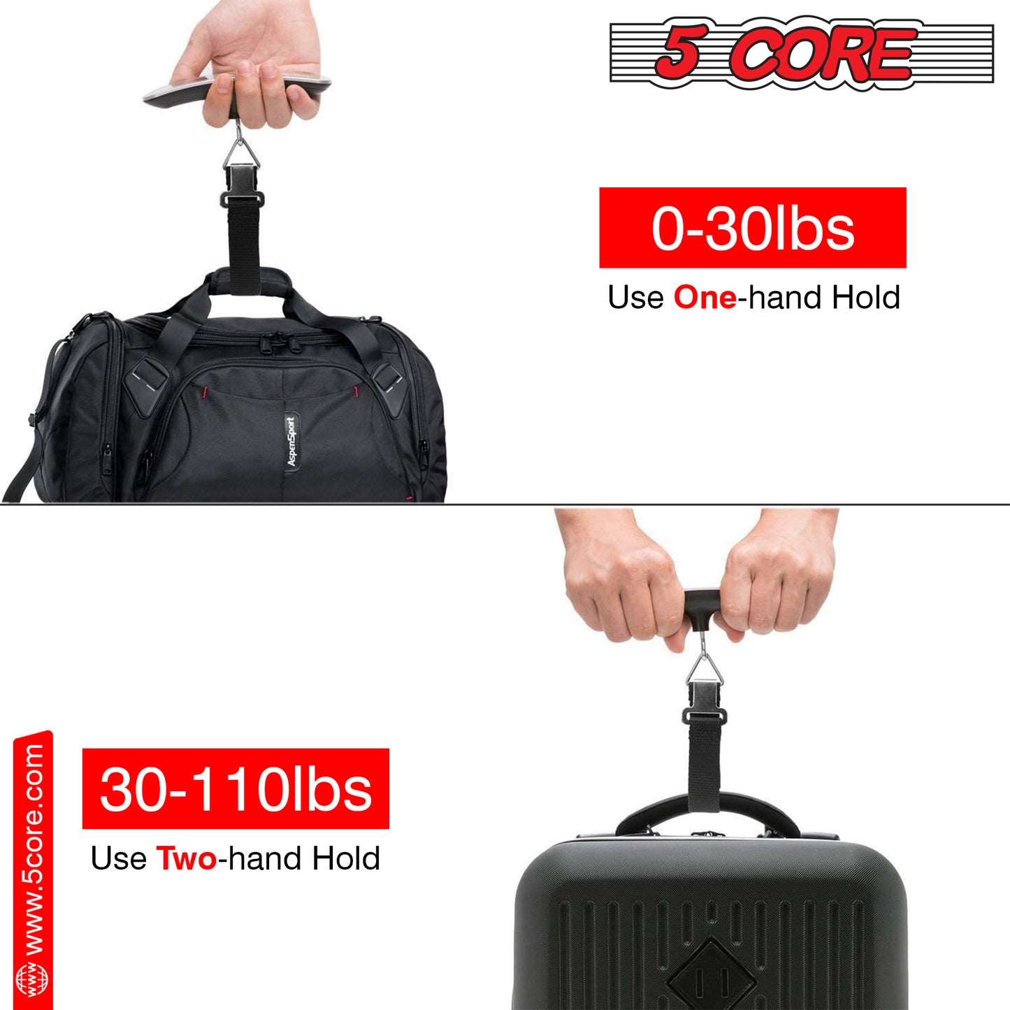 Kcubeinc 110 Pounds Digital Hanging Luggage Scale with Backlit/ Scale for Travel, Rubber Paint Handle and Battery Included- LS-005