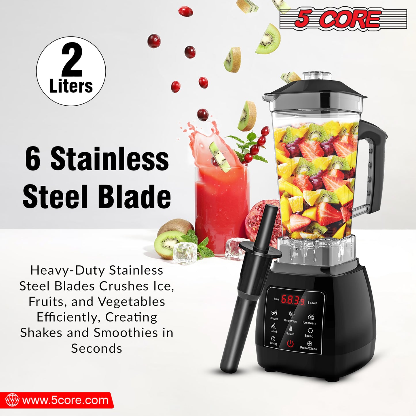 Personal Blender for Shakes and Smoothies/ Portable Blender with 68 Oz Capacity with Travel Cup and Lid/ Heavy-Duty Portable Blender & Food Processor Ideal for Juices, Baby Food- JB 2000 D