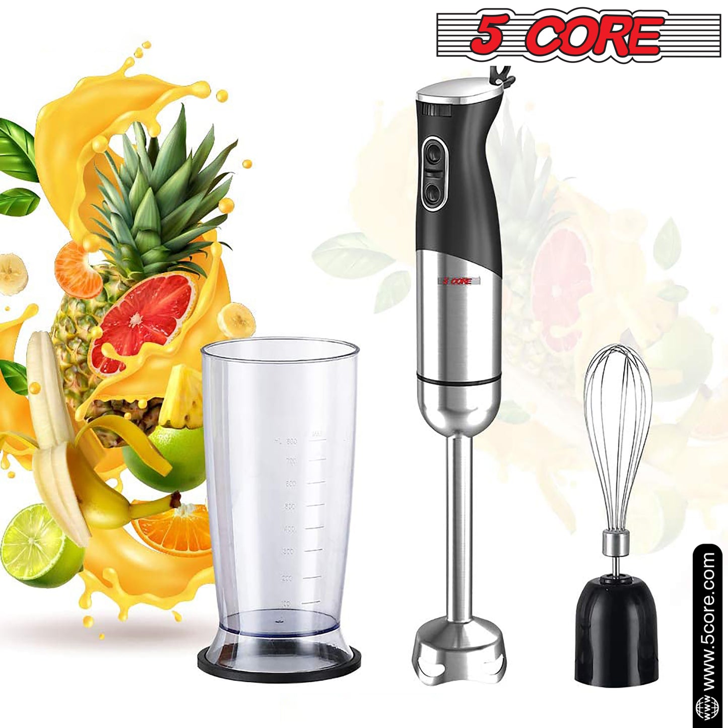 Powerful Immersion Blender| 400W Electric Hand Blender with 800ml Mixing Beaker| Portable Stick Mixer Perfect for Soup, Smoothie, Puree, Baby Food, 304 Stainless Steel Blades- HB 1516