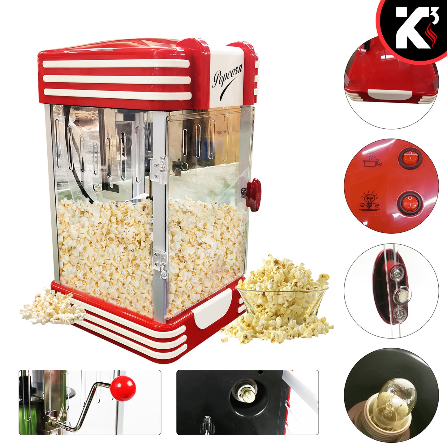 Kcubeinc Popcorn Popper Air Popper Machine Popcorn Maker Hot Air Pop Corn Machine POP 850