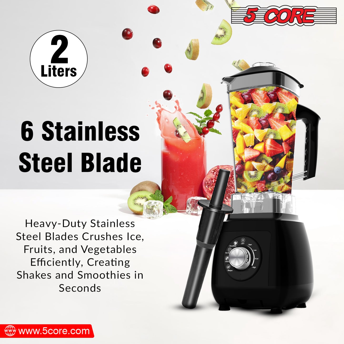 Personal Blender for Shakes & Smoothies/ Portable Blender 68 Oz Capacity, Titanium Blade, Travel Cup & Lid/ Heavy-Duty Portable Blender & Food Processor Ideal for Juices, Baby Food- JB 2000 M