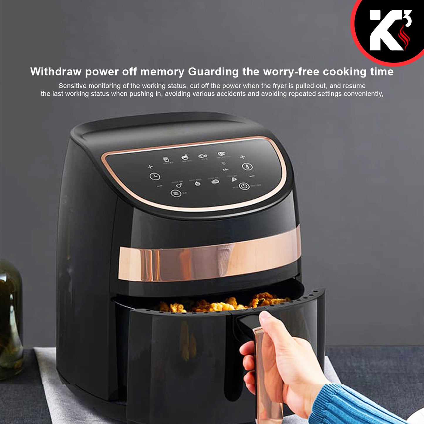 Air Fryer Oven 3.2 Quart (3 Liter)| 4-in-1 Black Airfryer, Bake, Roast, Reheat, Space-saving & Low-noise, 85% Oil-less, Nonstick| Large Touch Screen, ETL Approved- AF 320