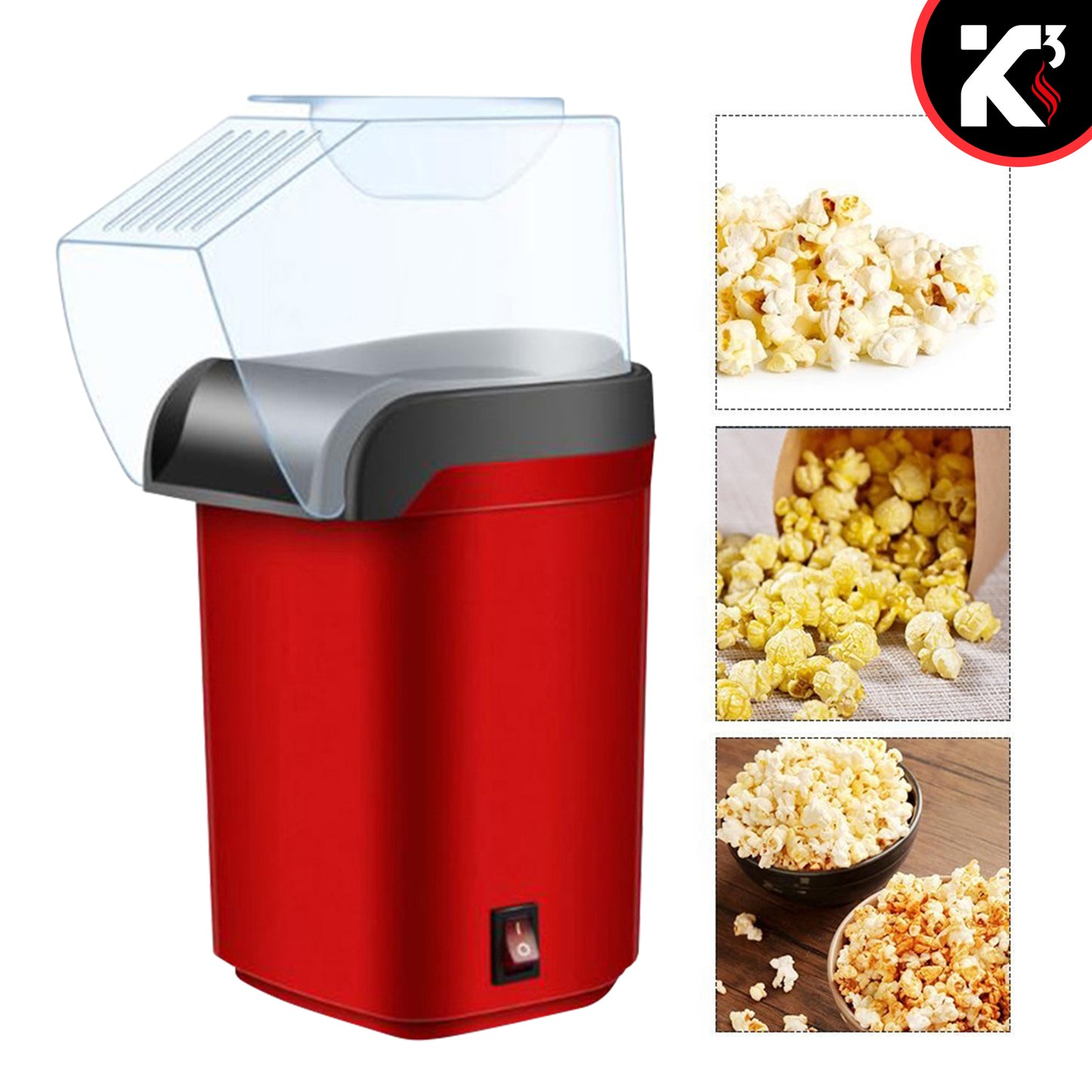 Kcubeinc Popcorn Machine Hot Air Electric Popper Kernel Corn Maker Bpa Free No Oil POP R