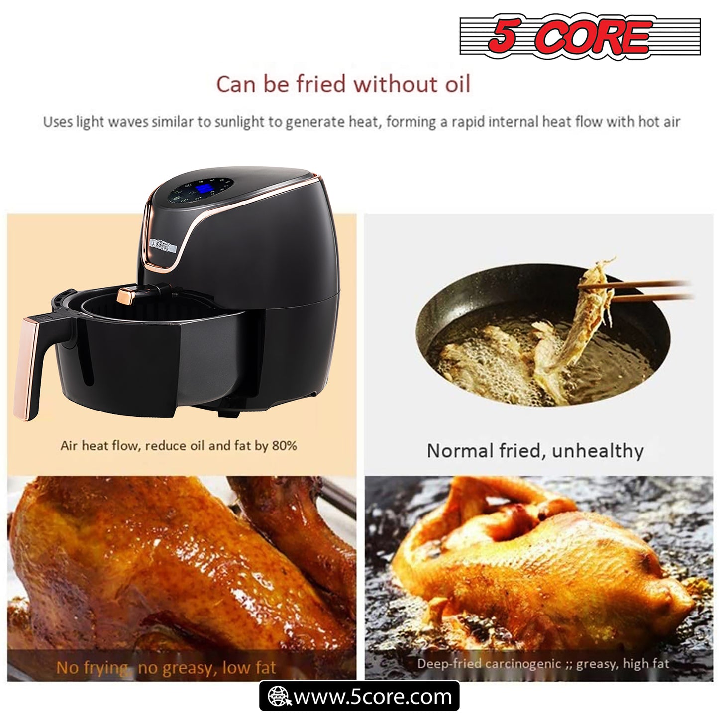 Air Fryer Oven 3.8 Quart (3.5 Liter)|Air Fryers Oven 1400W| 4-in-1 Black Airfryer, Bake, Roast, Reheat, Space-saving & Low-noise, 85% Less Oil, Nonstick, 11 Preset, Large Touch Screen- AF 380