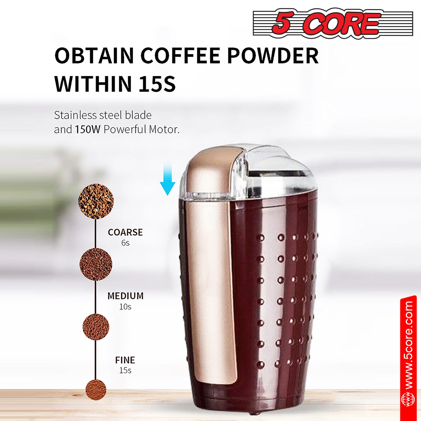 Electric Coffee Grinder Spice Grinders Large Portable Compact with Stainless Blade Grinder CG 01 BR