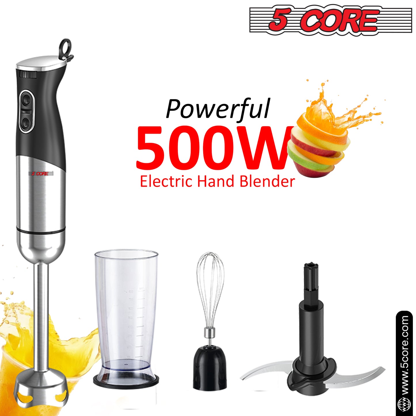 Powerful Immersion Blender| 400W Electric Hand Blender with 800ml Mixing Beaker| Portable Stick Mixer Perfect for Soup, Smoothie, Puree, Baby Food, 304 Stainless Steel Blades- HB 1516