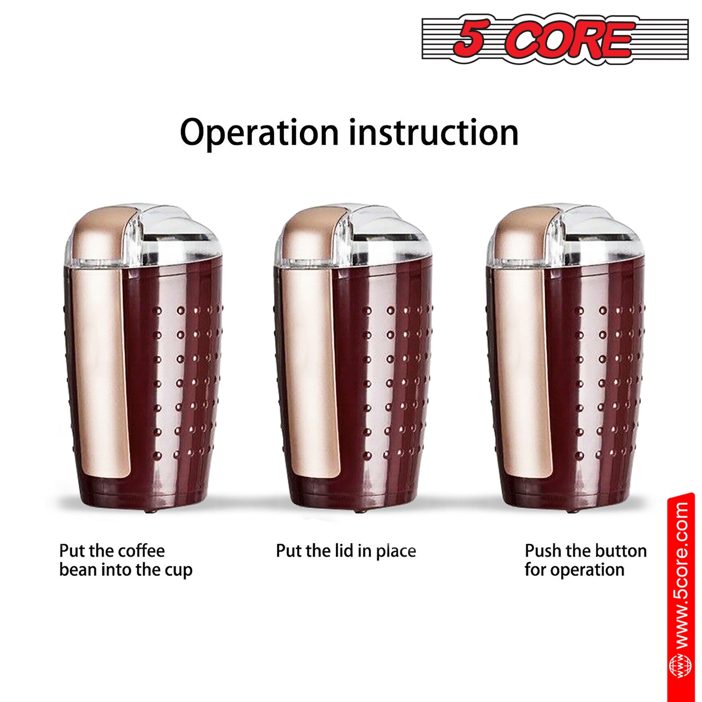 Electric Coffee Grinder Spice Grinders Large Portable Compact with Stainless Blade Grinder CG 01 BR
