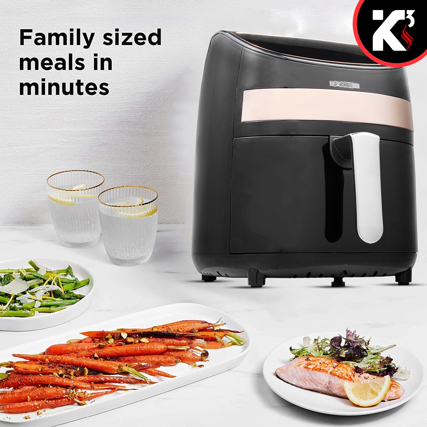 Air Fryer Oven 3.2 Quart (3 Liter)| 4-in-1 Black Airfryer, Bake, Roast, Reheat, Space-saving & Low-noise, 85% Oil-less, Nonstick| Large Touch Screen, ETL Approved- AF 320