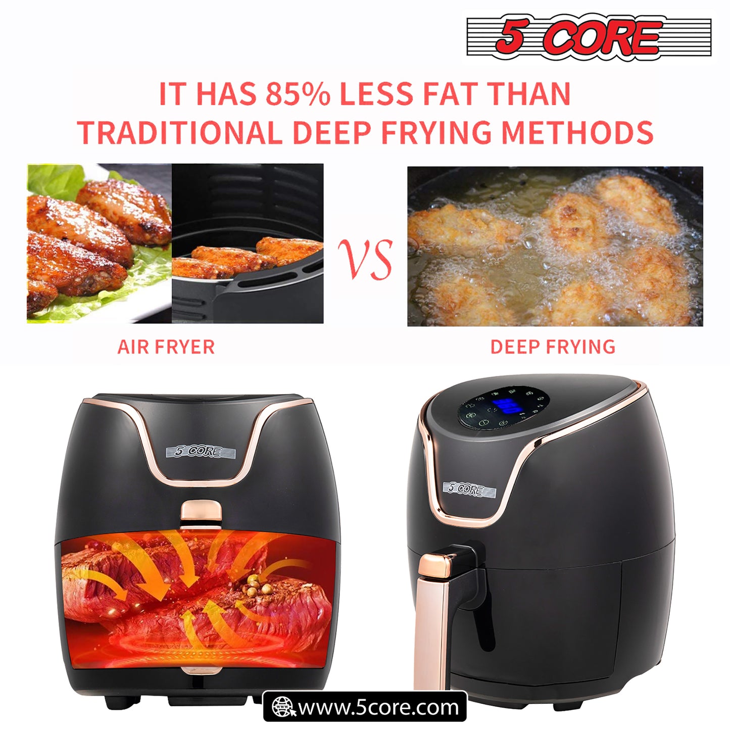 Air Fryer Oven 3.8 Quart (3.5 Liter)|Air Fryers Oven 1400W| 4-in-1 Black Airfryer, Bake, Roast, Reheat, Space-saving & Low-noise, 85% Less Oil, Nonstick, 11 Preset, Large Touch Screen- AF 380