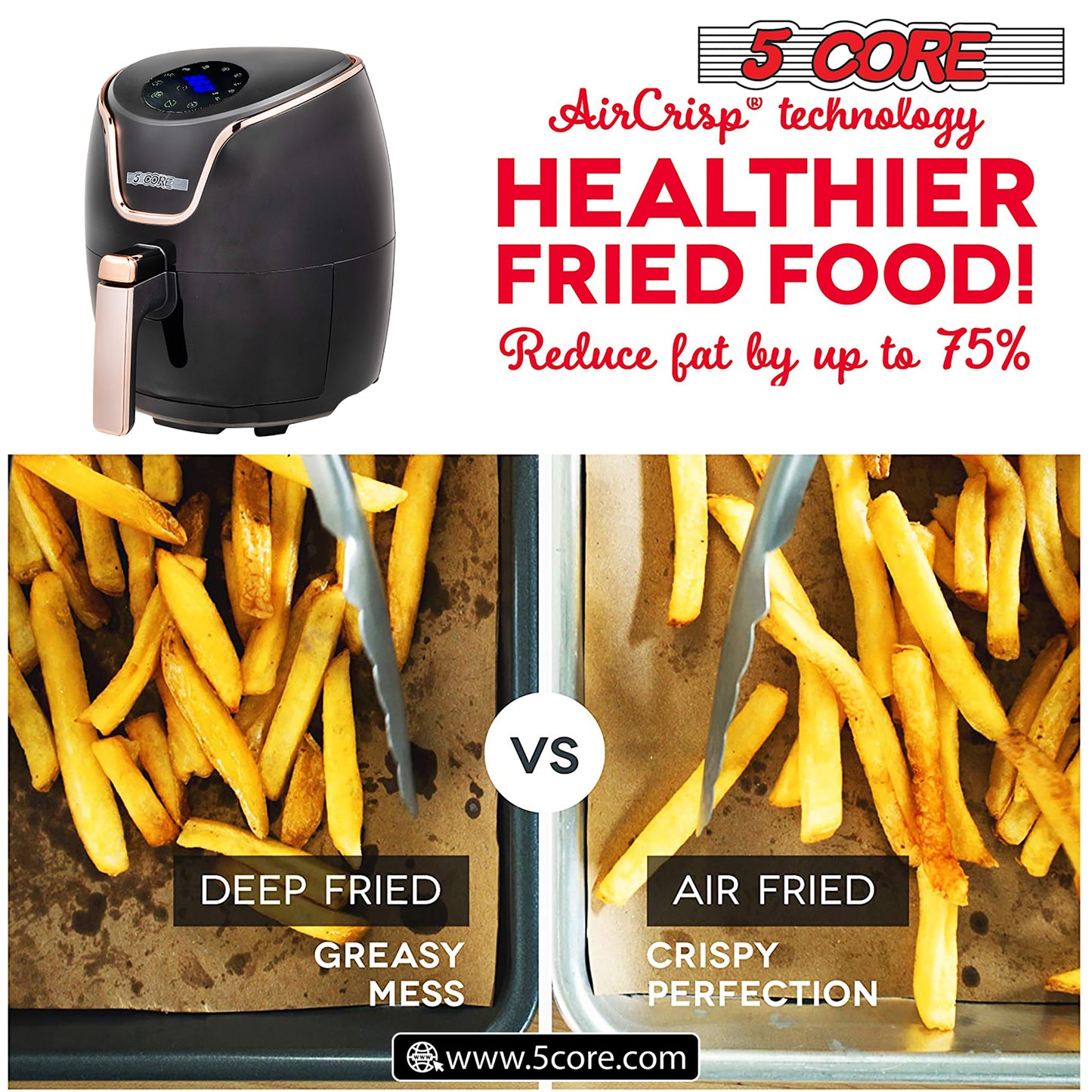 Air Fryer Oven 3.8 Quart (3.5 Liter)|Air Fryers Oven 1400W| 4-in-1 Black Airfryer, Bake, Roast, Reheat, Space-saving & Low-noise, 85% Less Oil, Nonstick, 11 Preset, Large Touch Screen- AF 380