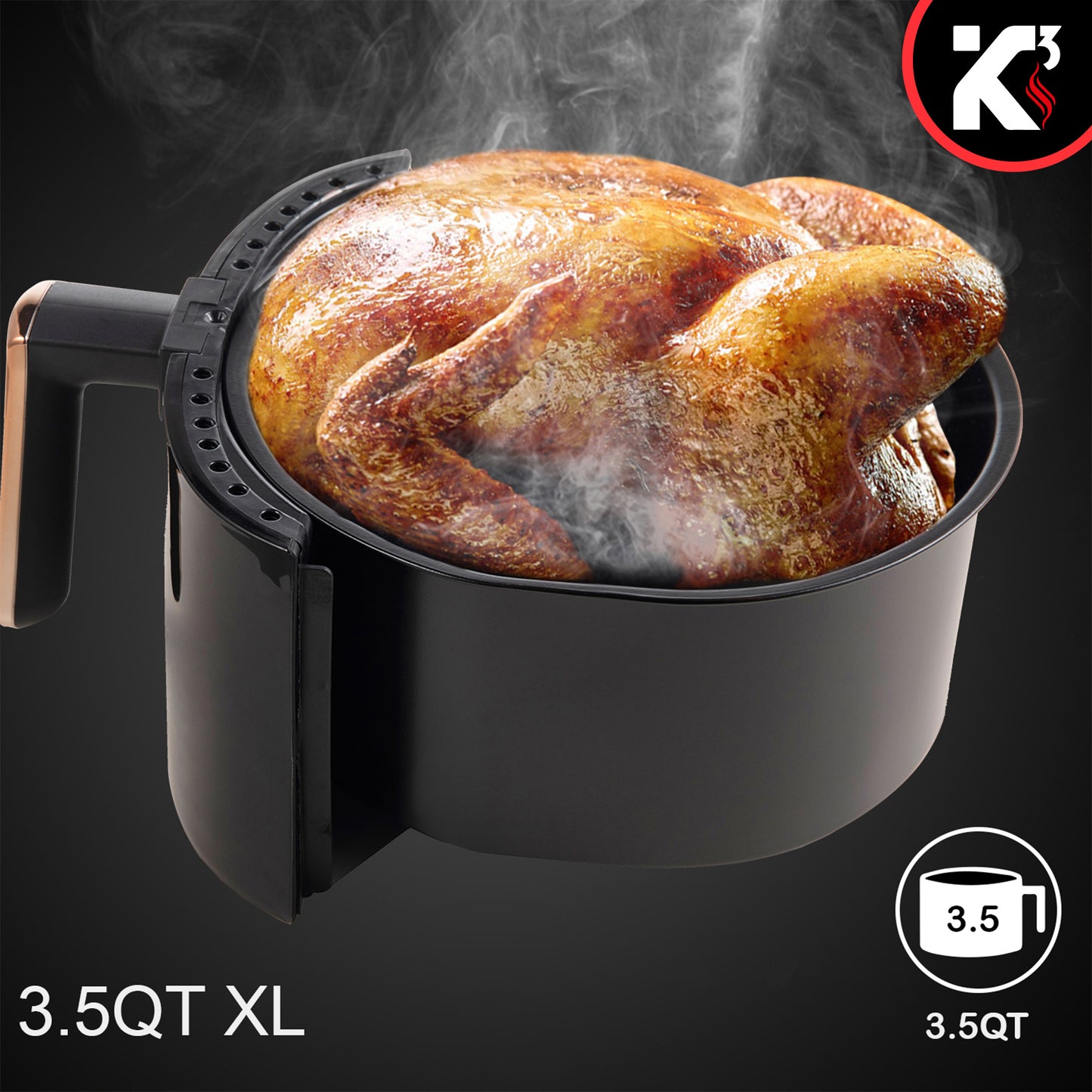 Air Fryer Oven 3.2 Quart (3 Liter)| 4-in-1 Black Airfryer, Bake, Roast, Reheat, Space-saving & Low-noise, 85% Oil-less, Nonstick| Large Touch Screen, ETL Approved- AF 320