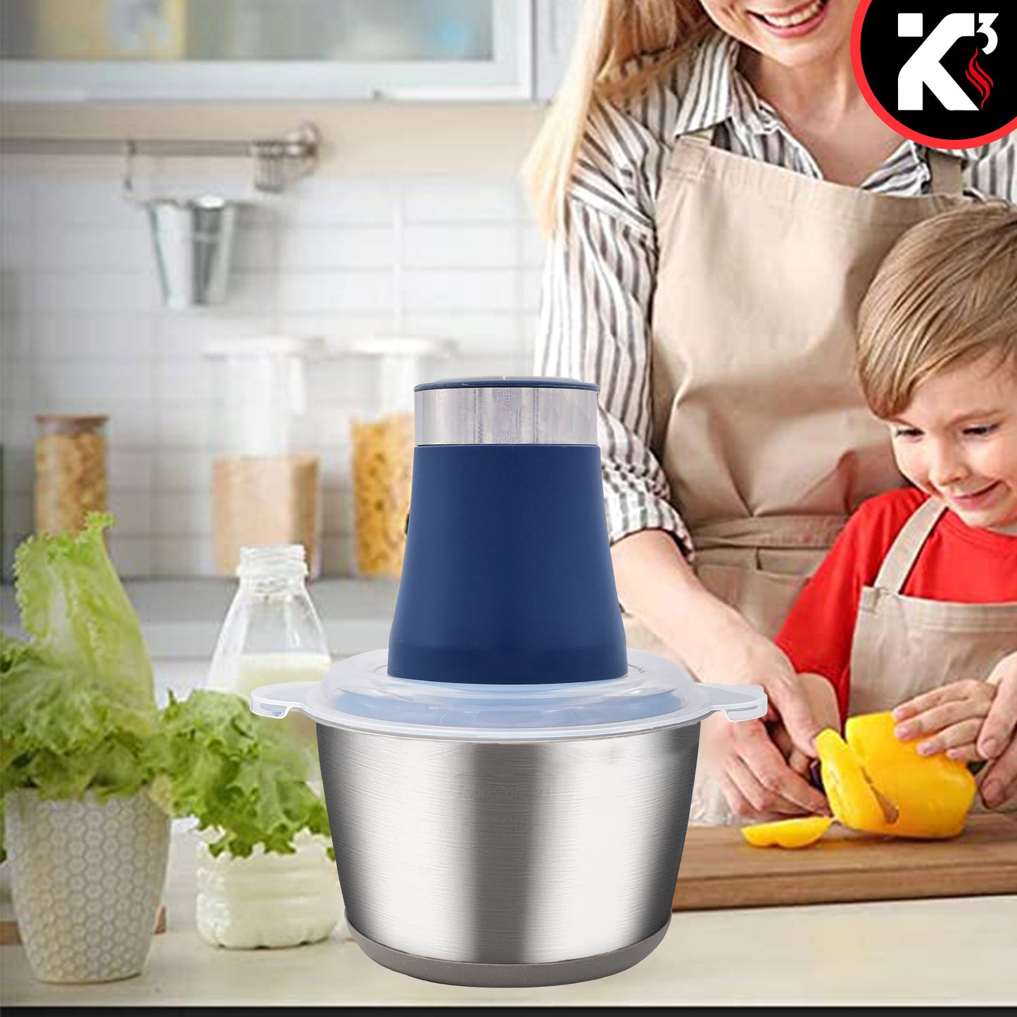 Kcubeinc Food Processor 300W Motor/ Electric Chopper Heavy Duty Meat Grinder/ 12 Cup Capacity, Stainless Steel Bowl With 2 Speed for Vegetables, Fruits, Nuts, Coffee Beans, Lean Ground Meat- MG S SSB