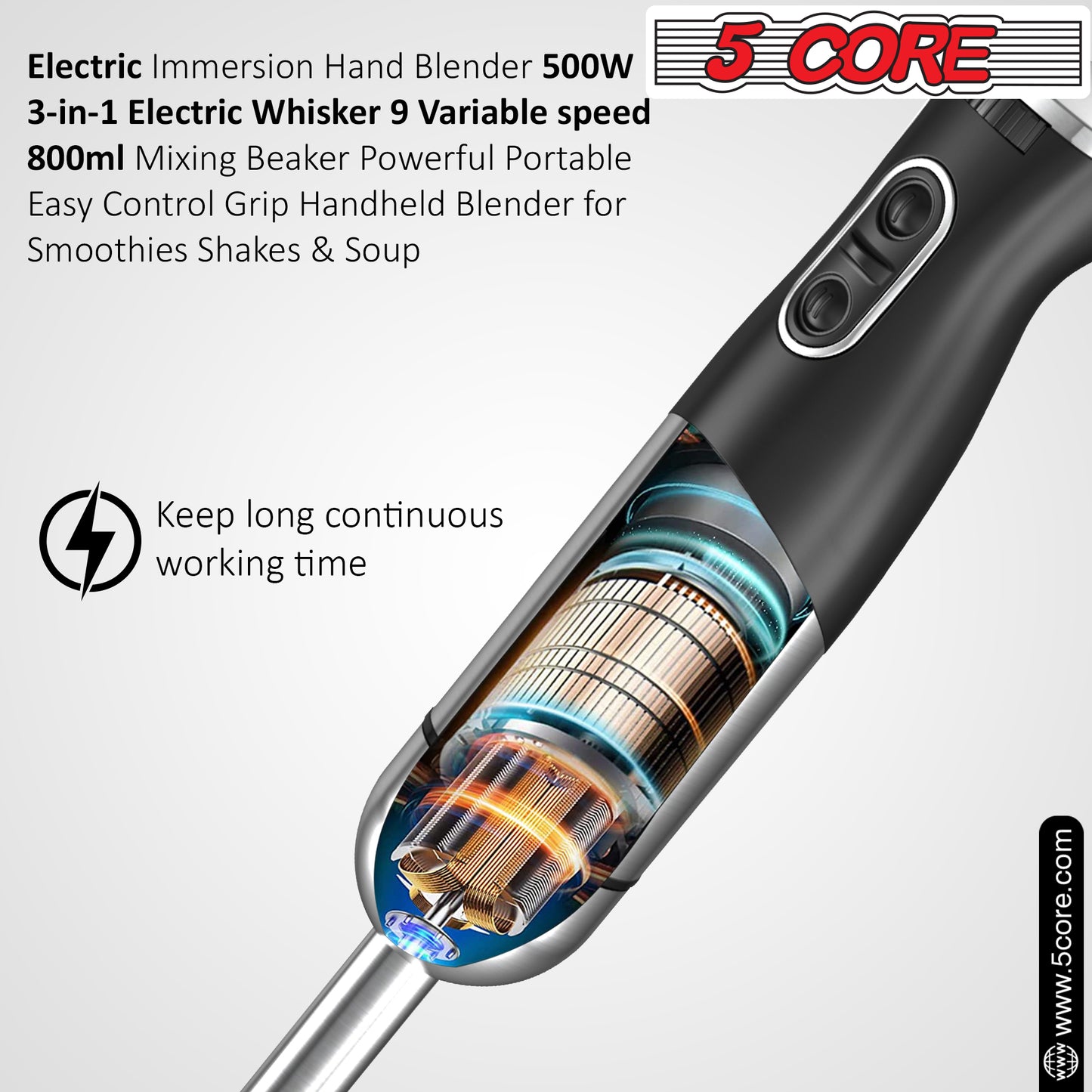 Powerful Immersion Blender| 400W Electric Hand Blender with 800ml Mixing Beaker| Portable Stick Mixer Perfect for Soup, Smoothie, Puree, Baby Food, 304 Stainless Steel Blades- HB 1516