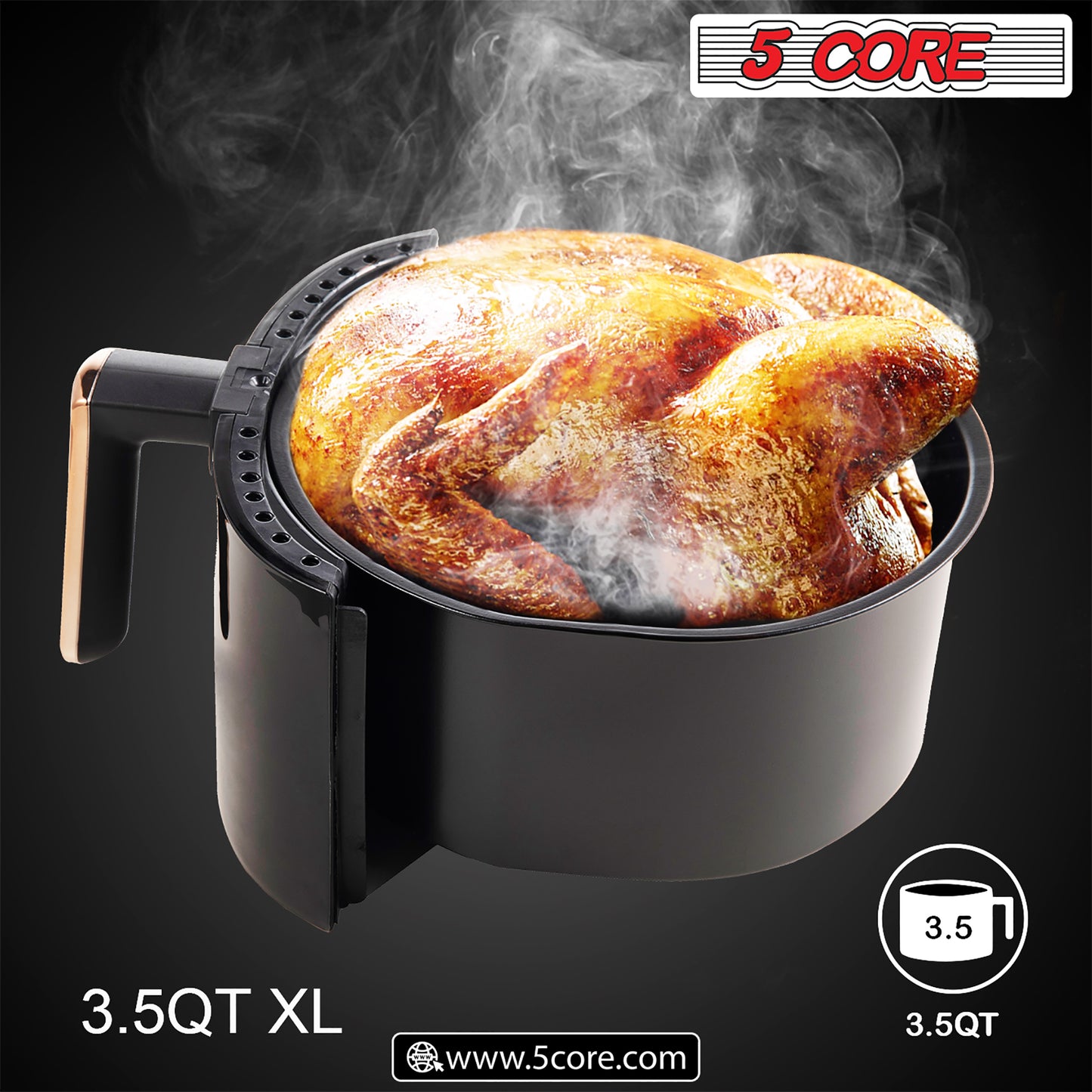Air Fryer Oven 3.8 Quart (3.5 Liter)|Air Fryers Oven 1400W| 4-in-1 Black Airfryer, Bake, Roast, Reheat, Space-saving & Low-noise, 85% Less Oil, Nonstick, 11 Preset, Large Touch Screen- AF 380