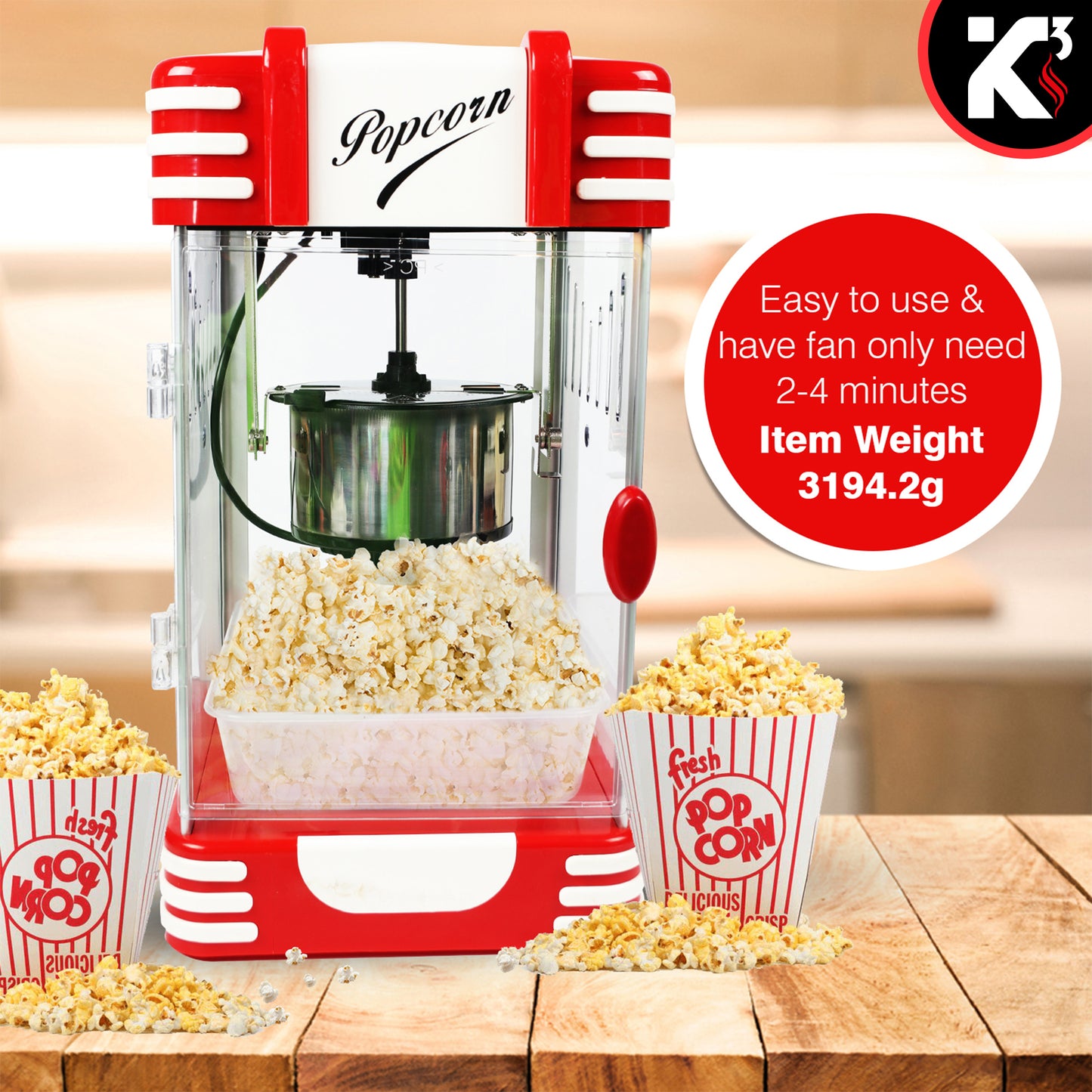 Kcubeinc Popcorn Popper Air Popper Machine Popcorn Maker Hot Air Pop Corn Machine POP 850