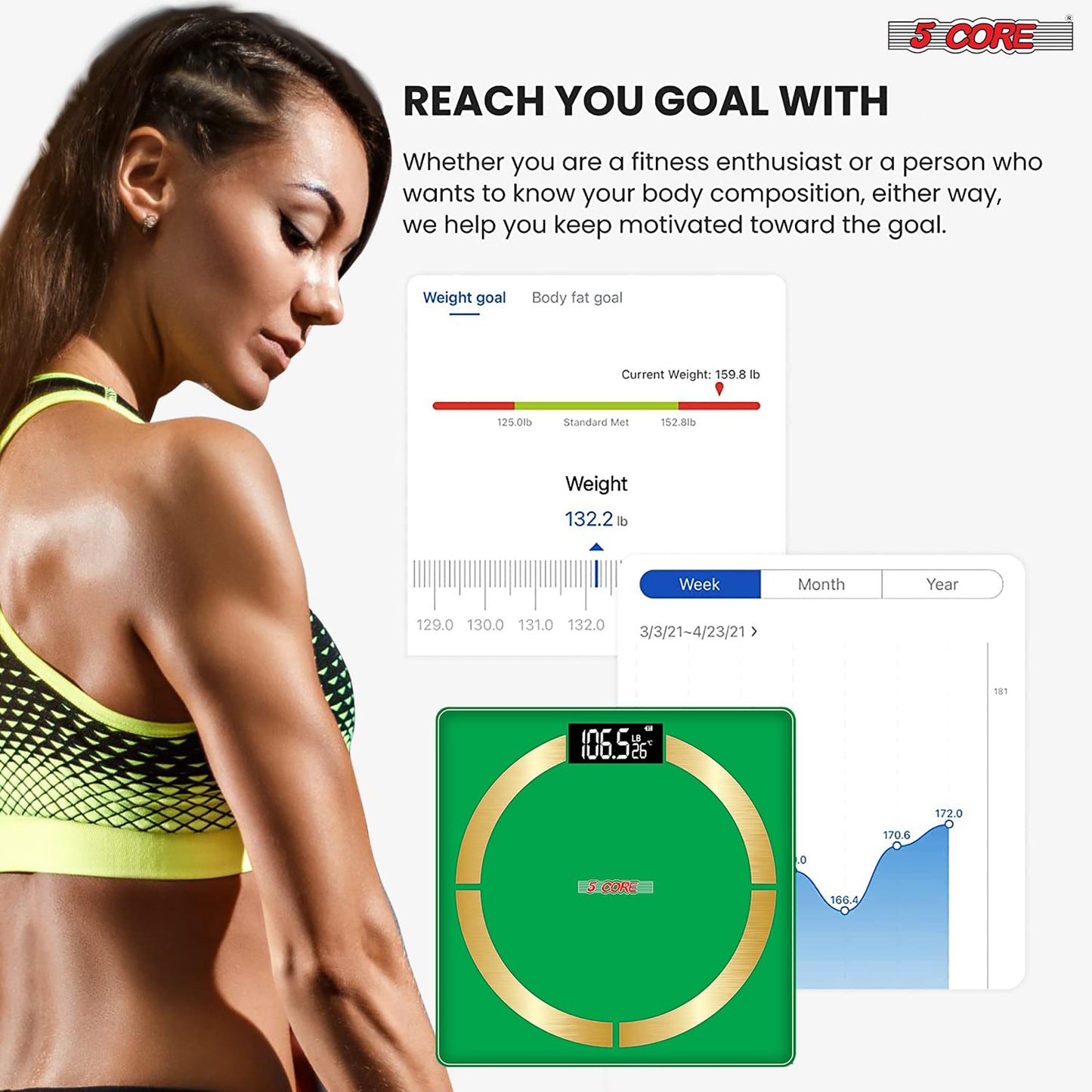 Kcubeinc Rechargeable Smart Digital Bathroom Weighing Scale with Body Fat and Water Weight for People, Bluetooth BMI Electronic Body Analyzer Machine, 400 lbs. BBS 4 R SG