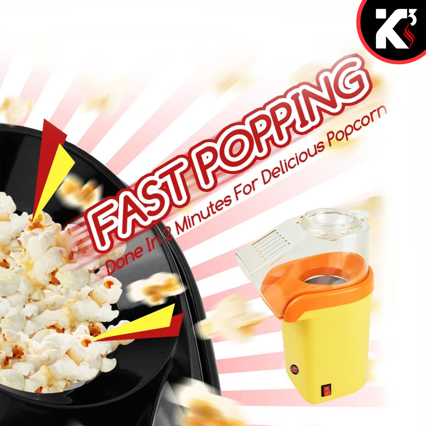 Kcubeinc Microwave Air Popper | BPA Free Premium Food Grade Silicone Hot Air Popcorn Maker | Replaces Microwave Popcorn Bags | Enjoy Air Popped Popcorn - No Oil Needed | POP BWL Y