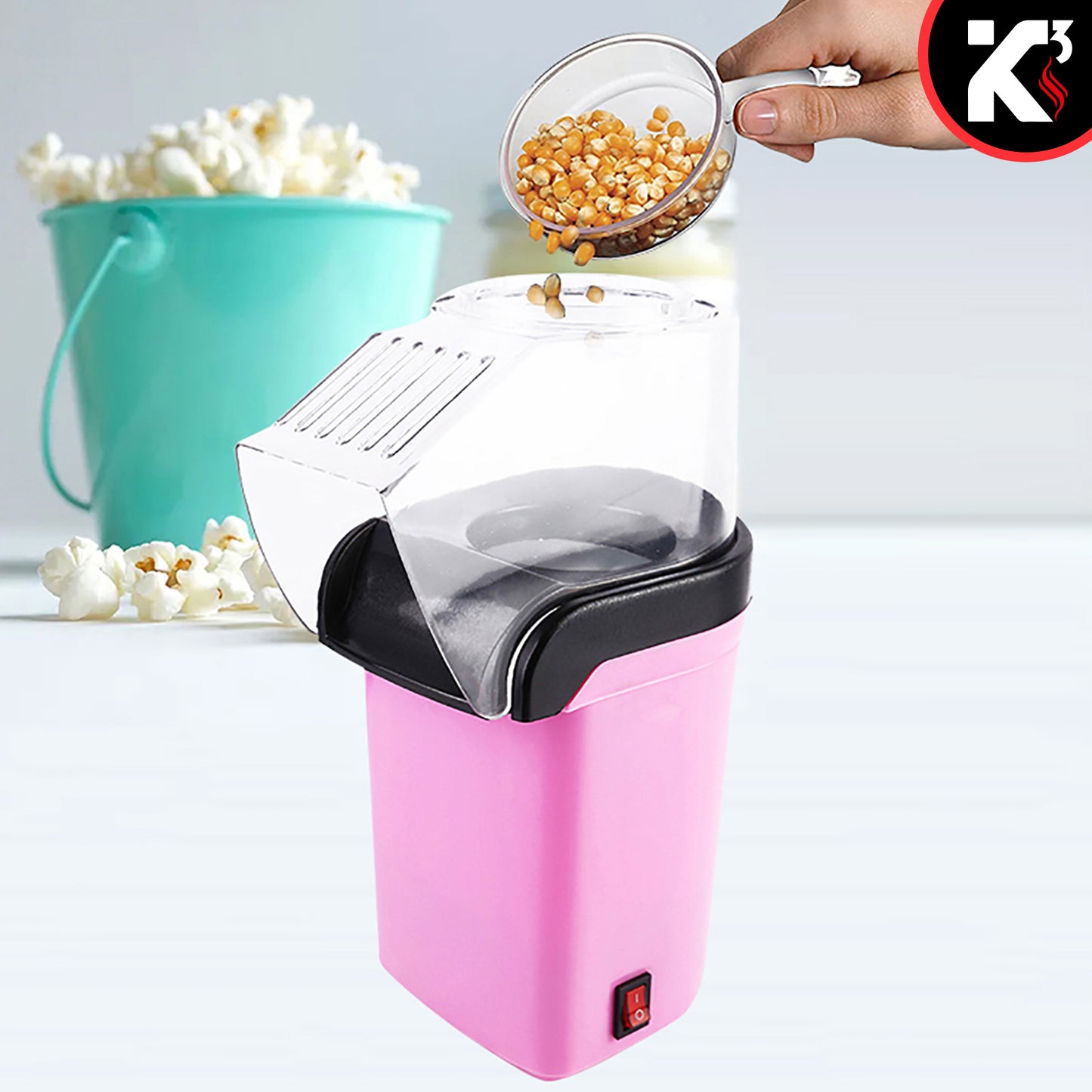 Kcubeinc Popcorn Machine Hot Air Electric Popper Kernel Corn Maker Bpa Free No Oil POP P