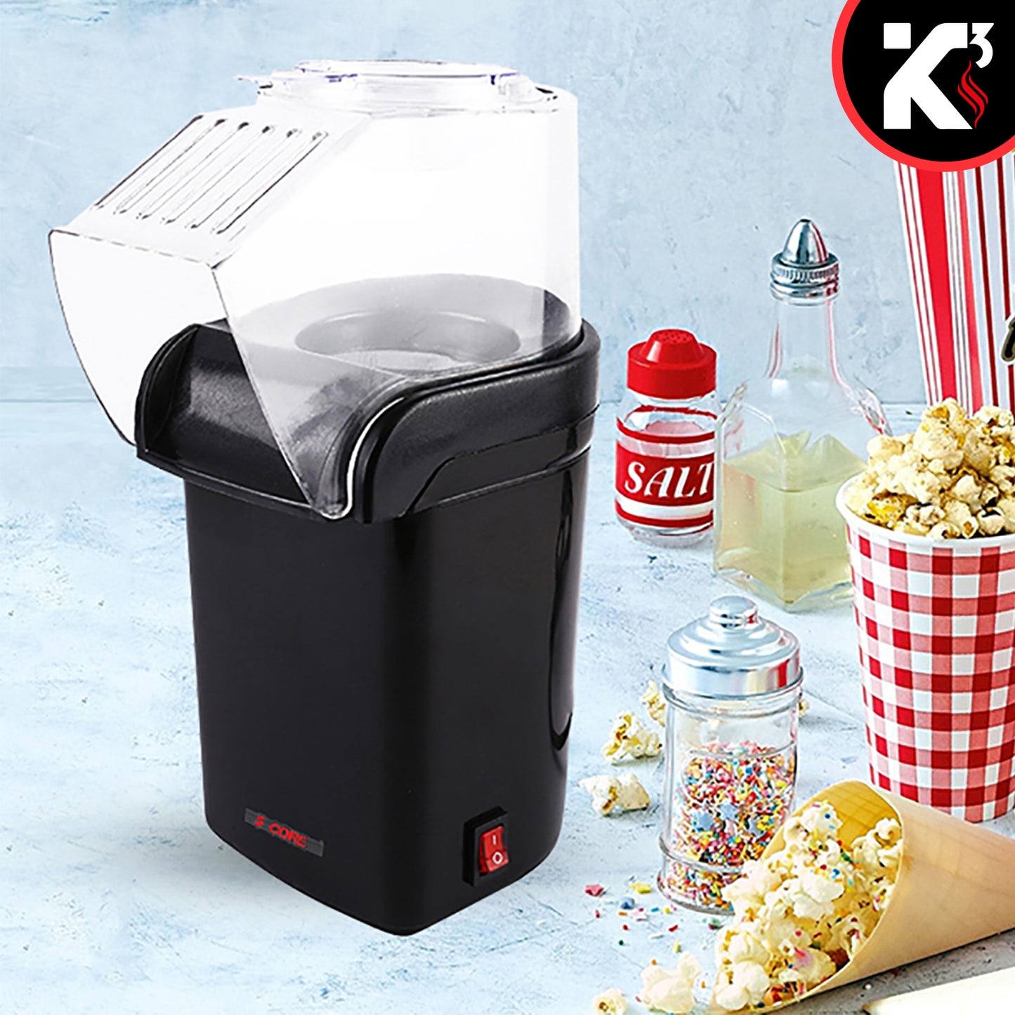 Kcubeinc Popcorn Machine Hot Air Electric Popper Kernel Corn Maker Bpa Free No Oil POP B