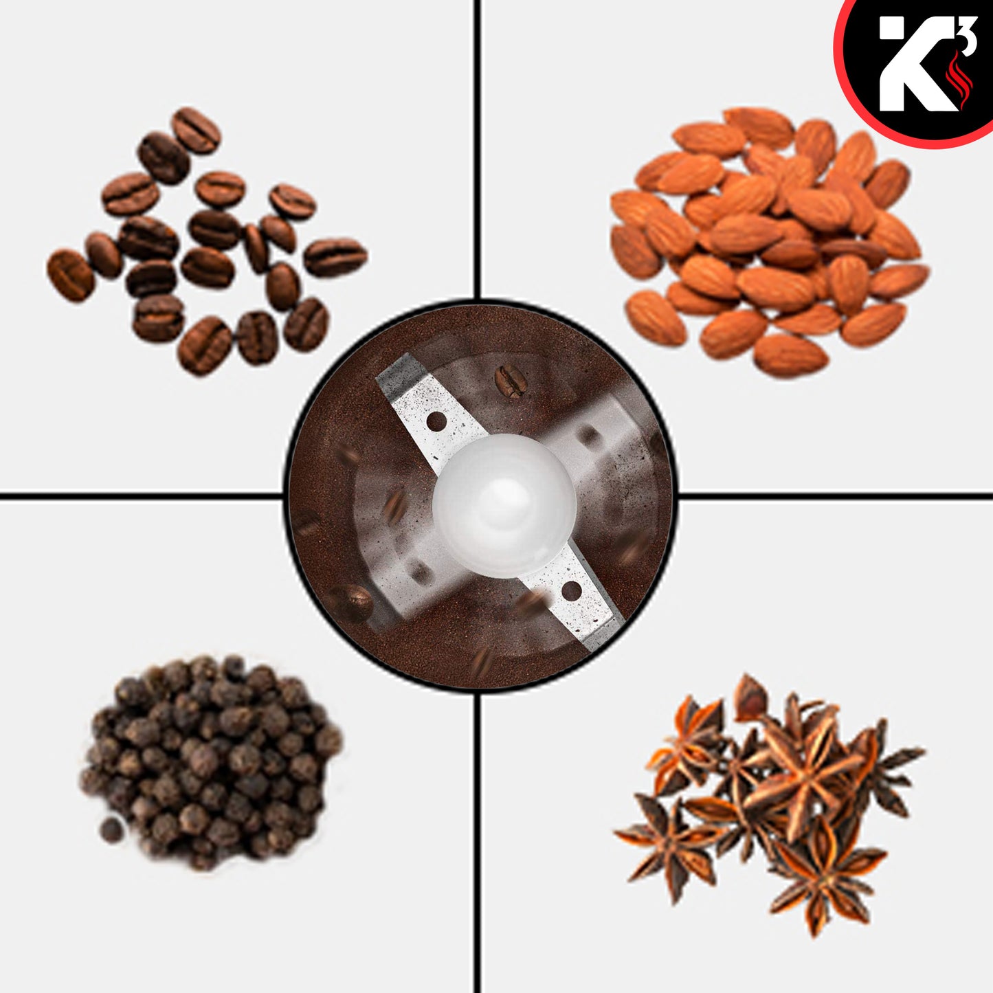 One-Touch Coffee and Spice Grinder Black| Stainless Steel Blades, Removable Chamber| Capacity up to 12 Cups| Electric Coffee Grinder for Beans, Spices, and More- CG 01 BL
