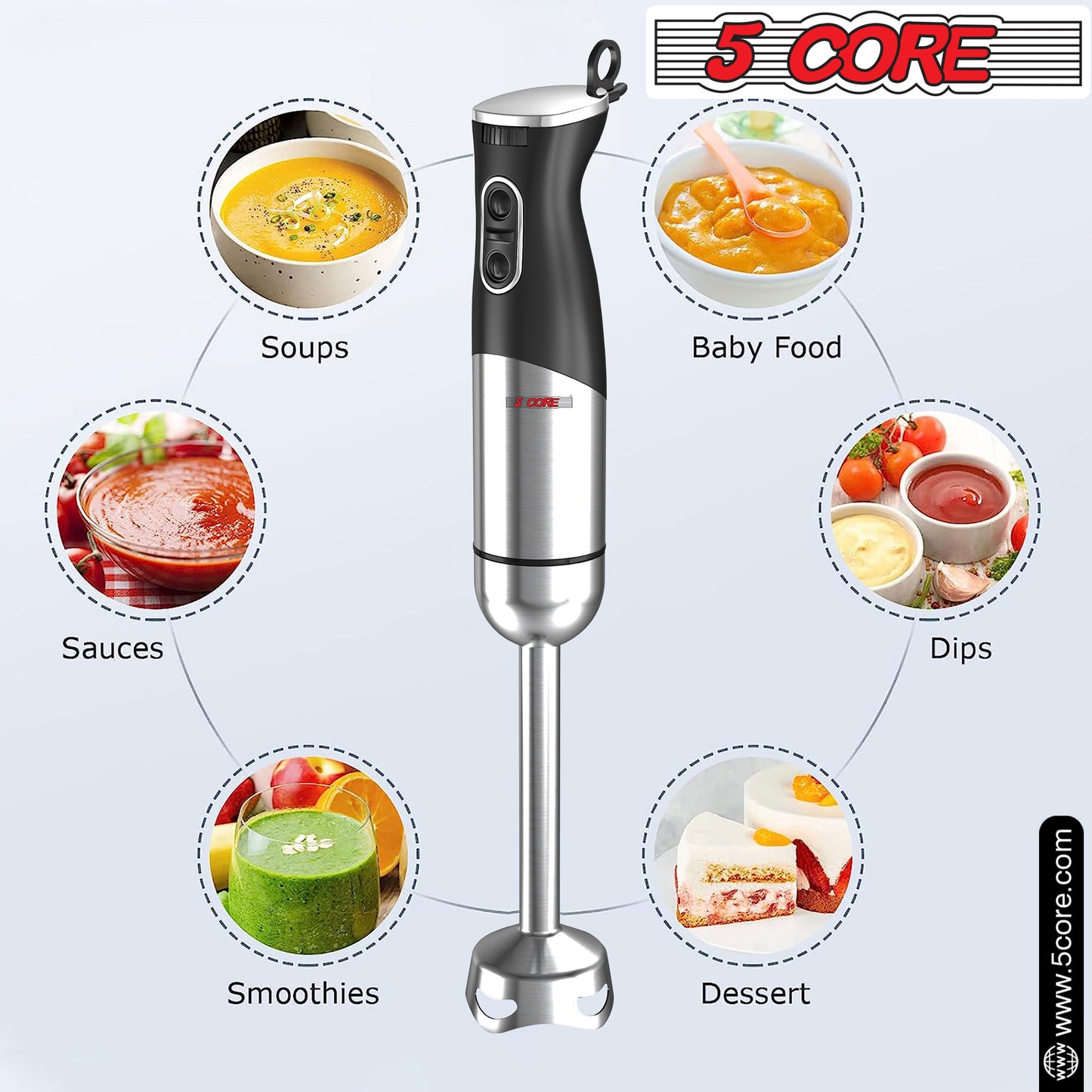 Our Powerful Immersion Blender| 500W Electric Hand Blender with 800ml Mixing Beaker| Portable Stick Mixer Perfect for Soup, Smoothie, Puree, Baby Food, 304 Stainless Steel Blades- HB 1516 NEW