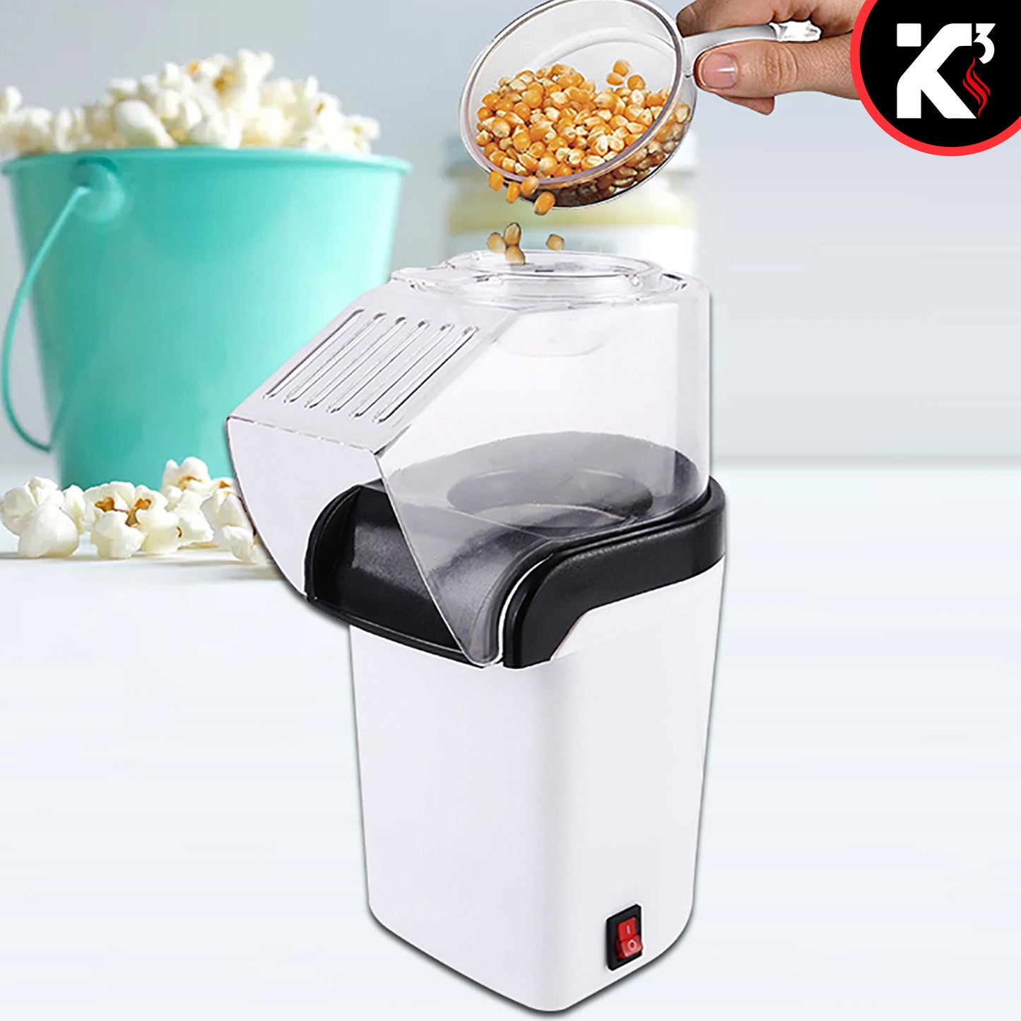 Kcubeinc Popcorn Machine Hot Air Electric Popper Kernel Corn Maker Bpa Free No Oil POP W