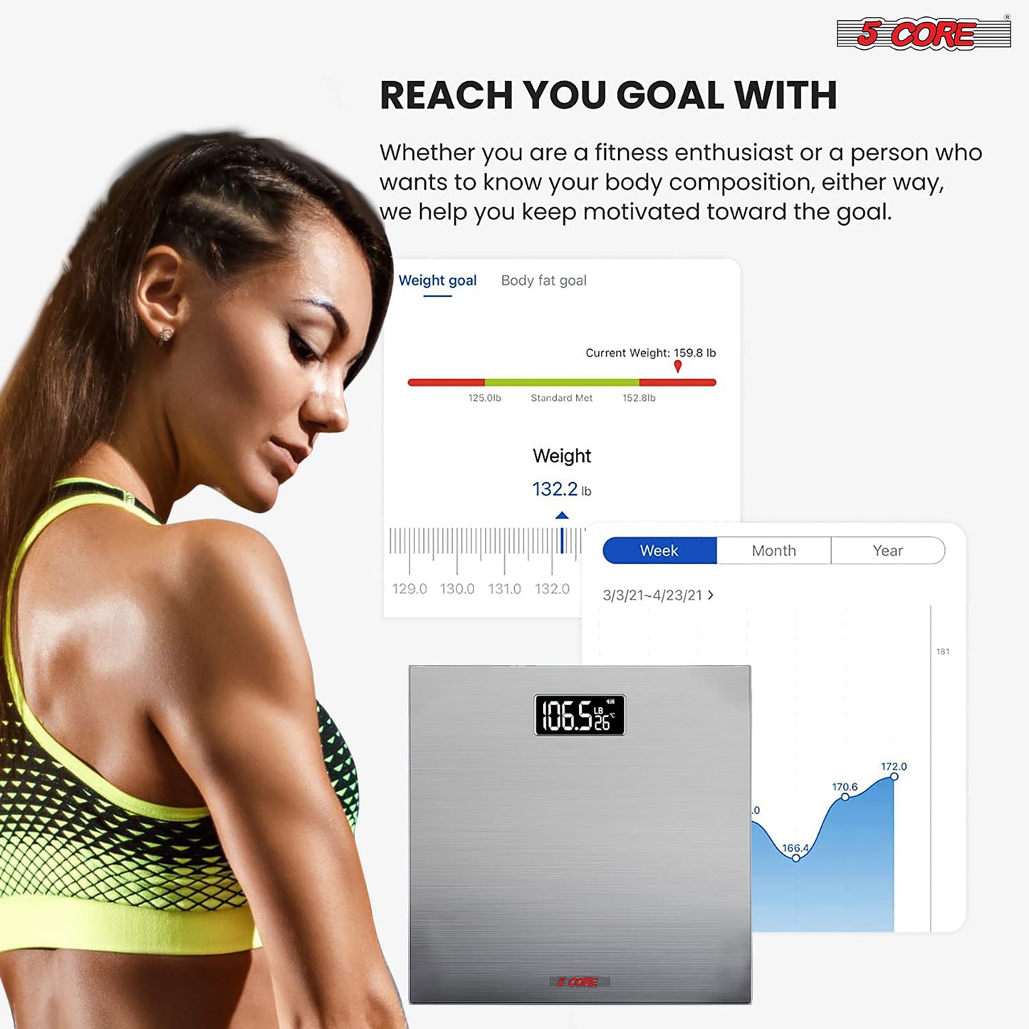 Kcubeinc Digital Scale for Body Weight Bathroom Scales Large Display Rechargeable Batteries BS 02 R SLV