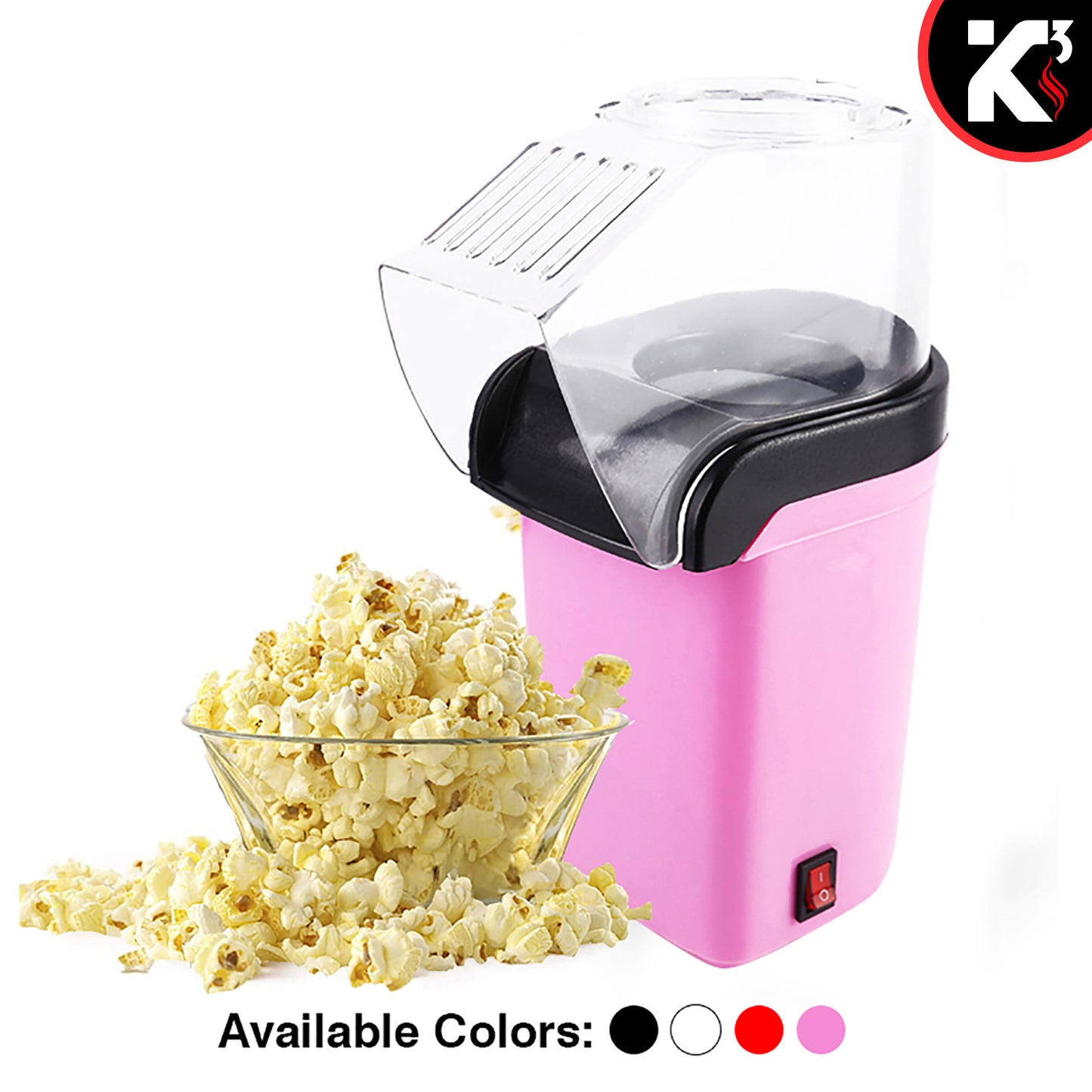 Kcubeinc Popcorn Machine Hot Air Electric Popper Kernel Corn Maker Bpa Free No Oil POP P