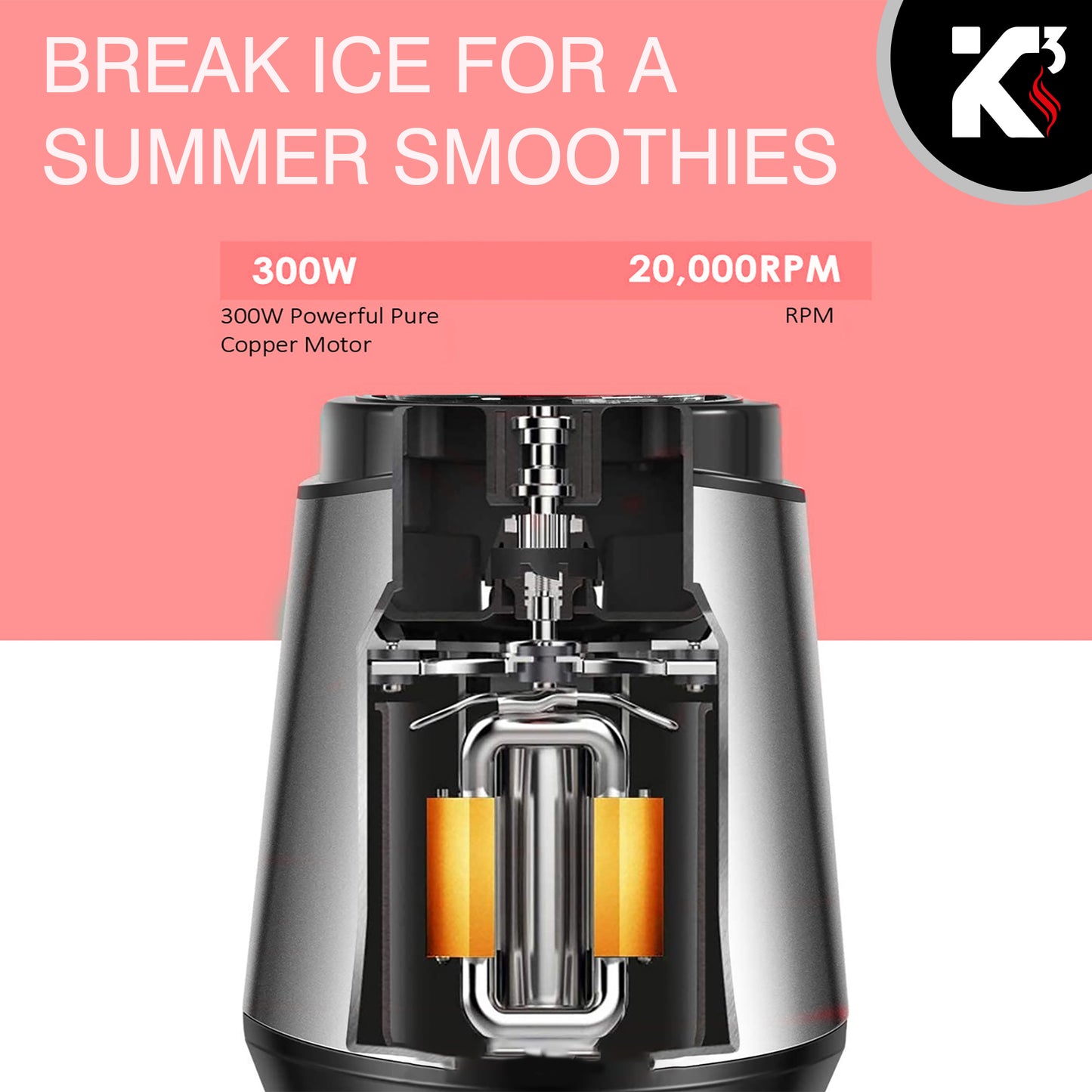 Personal Blender 20 Oz Capacity| BPA Free Food Processor with Portable Bottle 600ml| 160W with Stainless Blades for Powerful Blending Performance| Perfect for Shakes and Smoothies - 5C 421