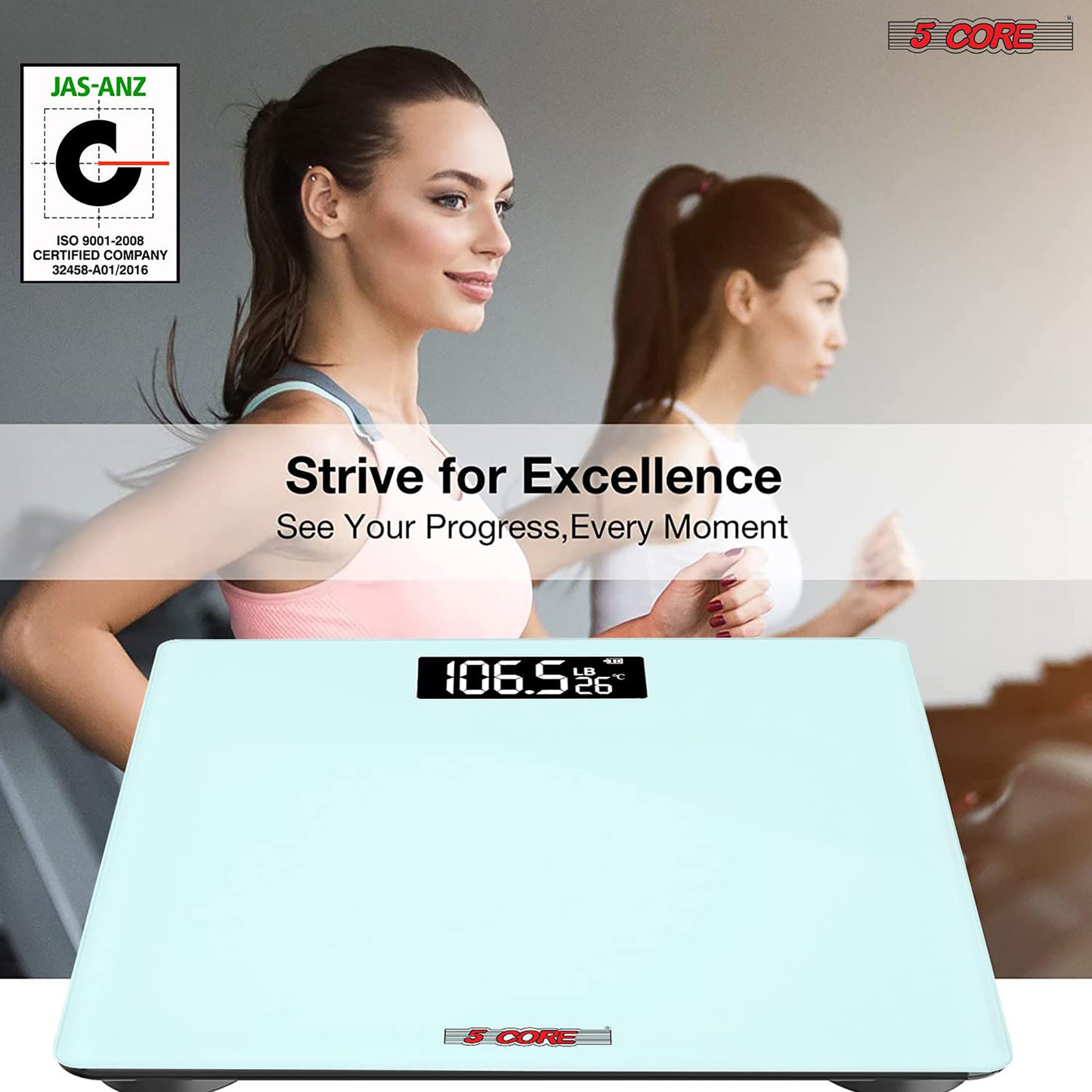 Kcubeinc Digital Scale for Body Weight, Precision Bathroom Weighing Bath Scale, Step-On Technology, High Capacity - 400 lbs. Large Display, Batteries Included BS 02 B WH