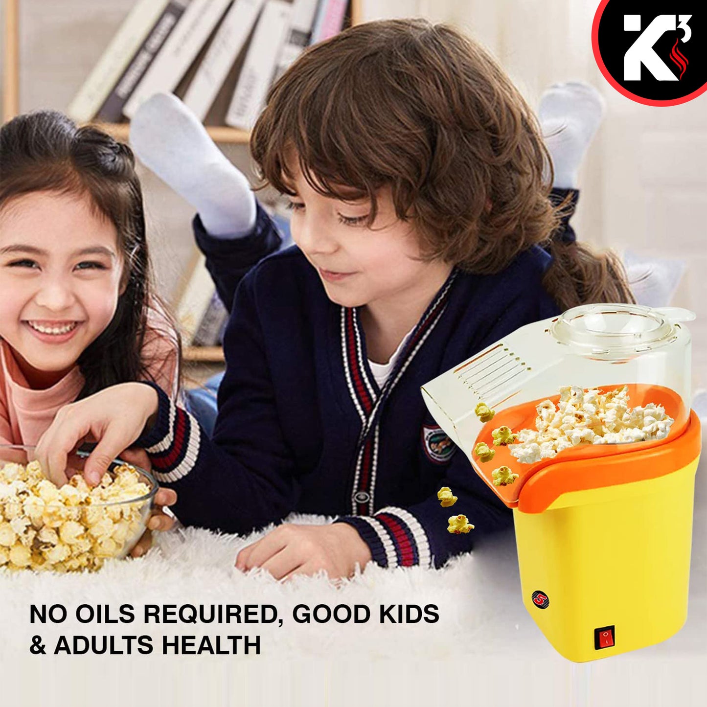 Kcubeinc Microwave Air Popper | BPA Free Premium Food Grade Silicone Hot Air Popcorn Maker | Replaces Microwave Popcorn Bags | Enjoy Air Popped Popcorn - No Oil Needed | POP BWL Y