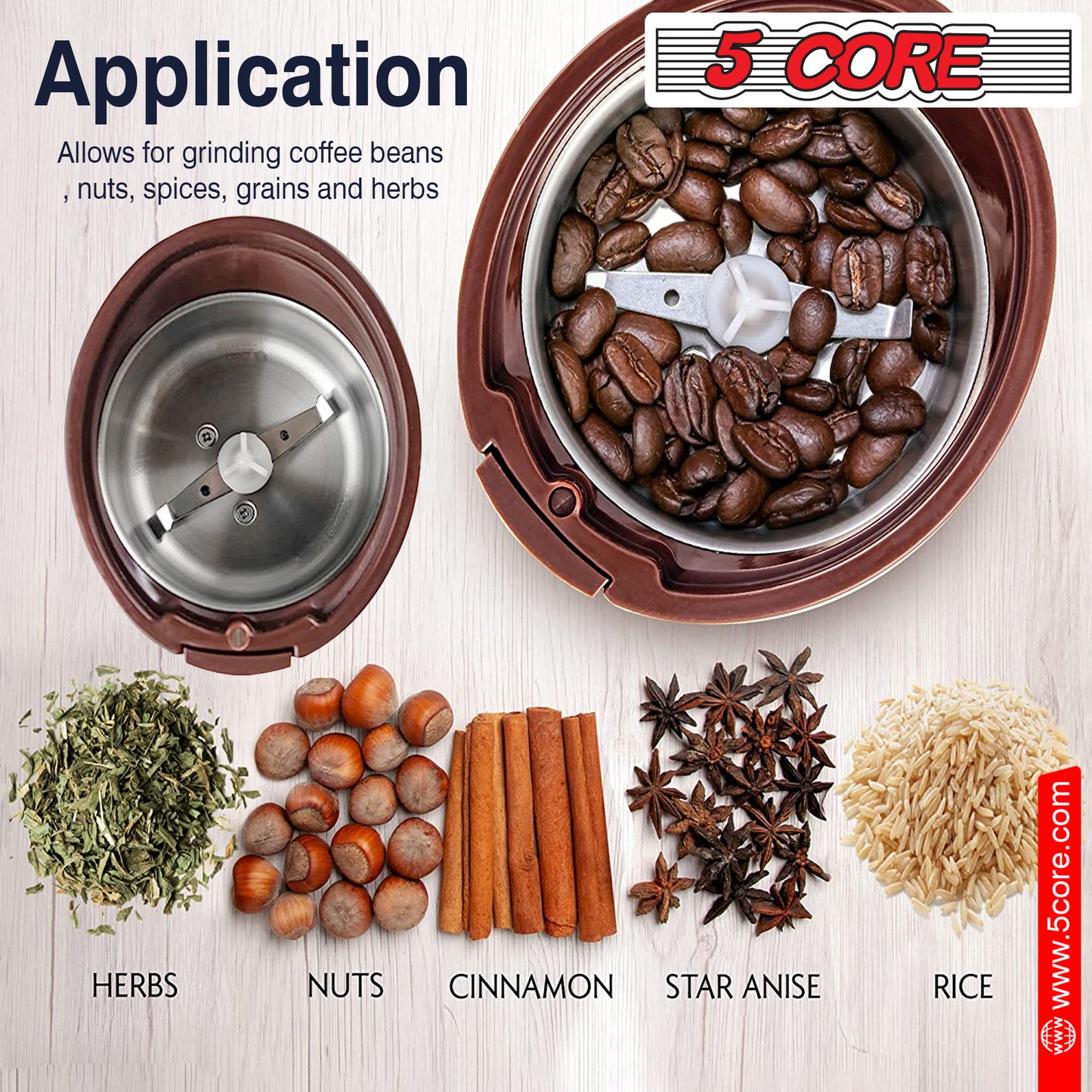 Electric Coffee Grinder Spice Grinders Large Portable Compact with Stainless Blade Grinder CG 01 BR