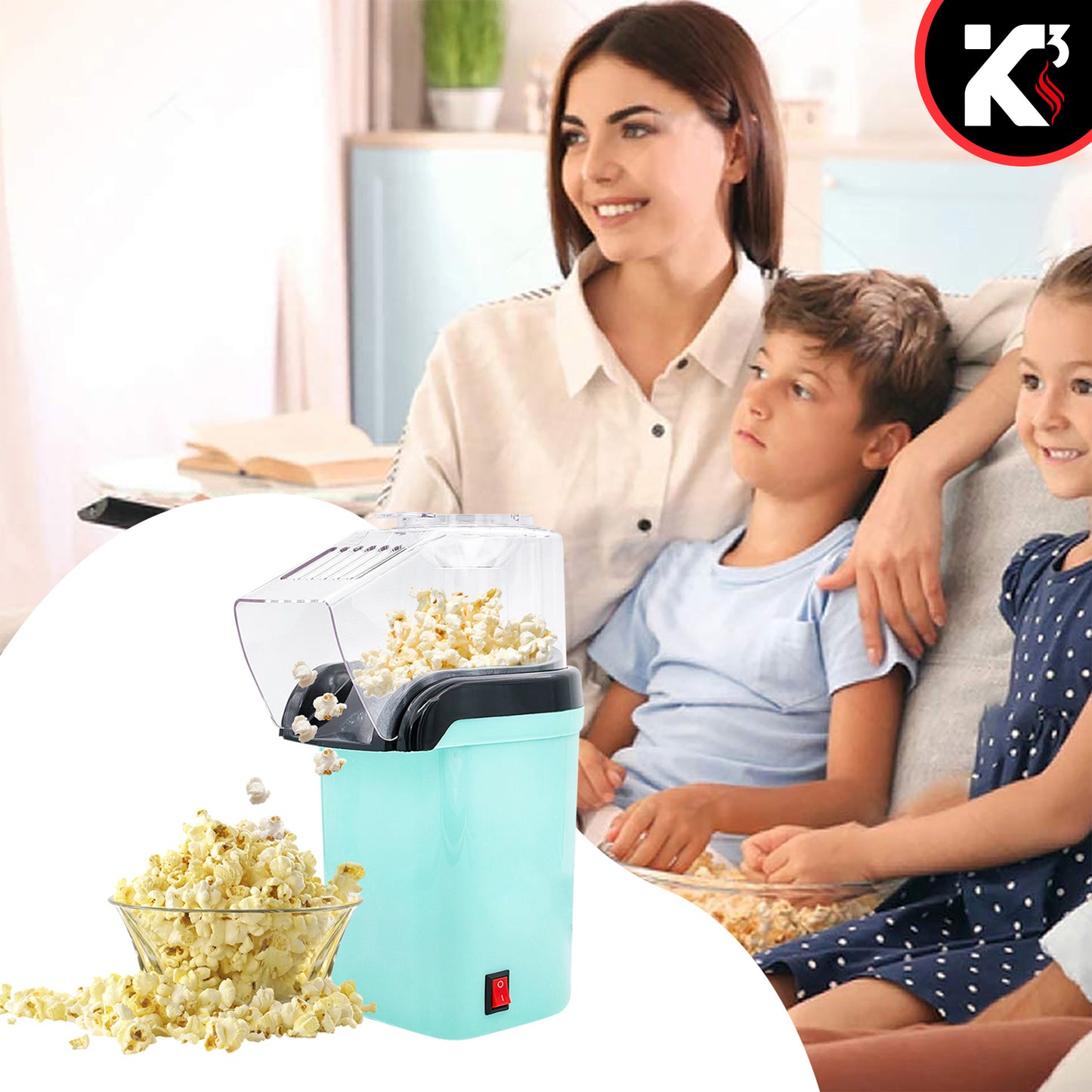 Kcubeinc Popcorn Machine Hot Air Electric Popper Kernel Corn Maker Bpa Free No Oil POP G
