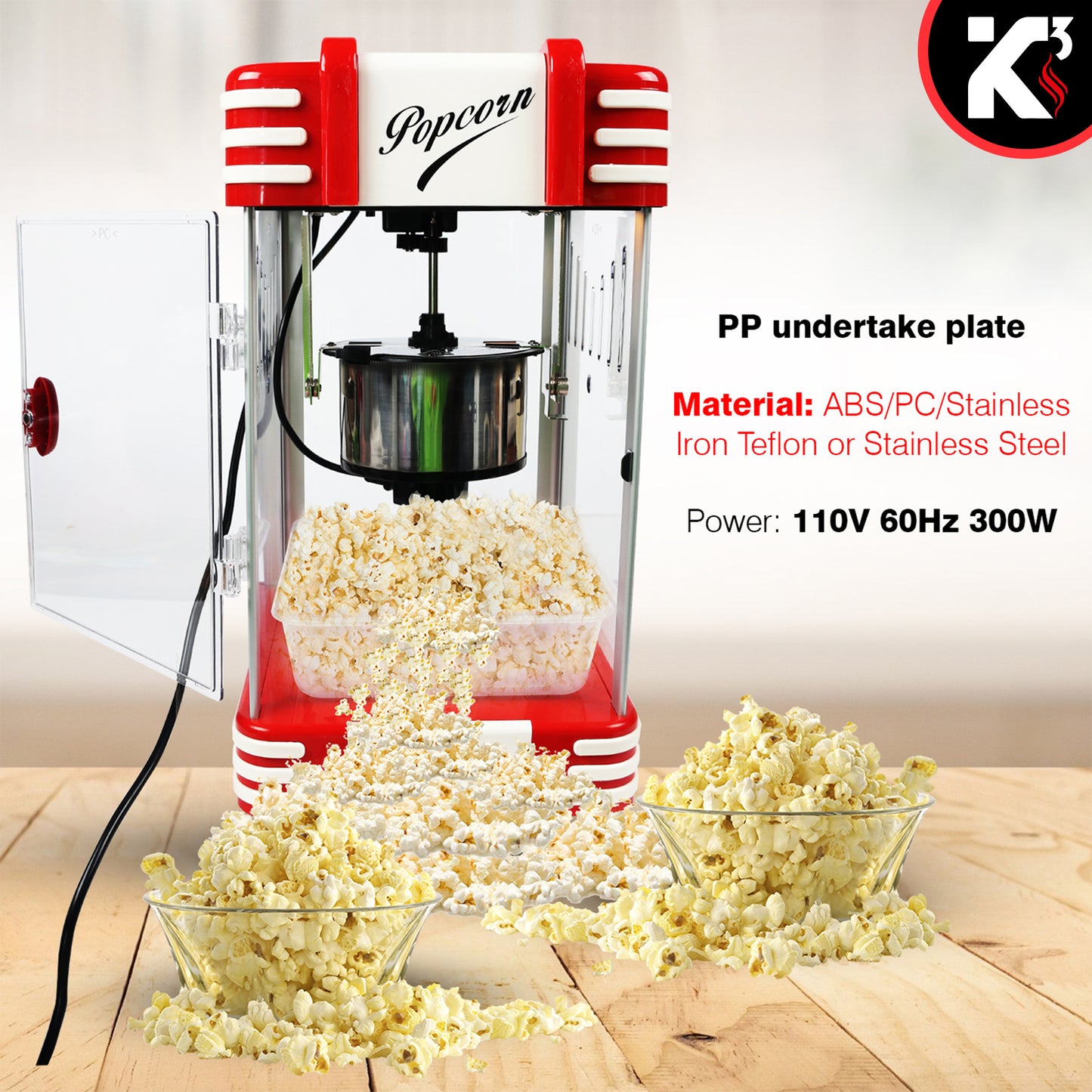 Kcubeinc Popcorn Popper Air Popper Machine Popcorn Maker Hot Air Pop Corn Machine POP 850