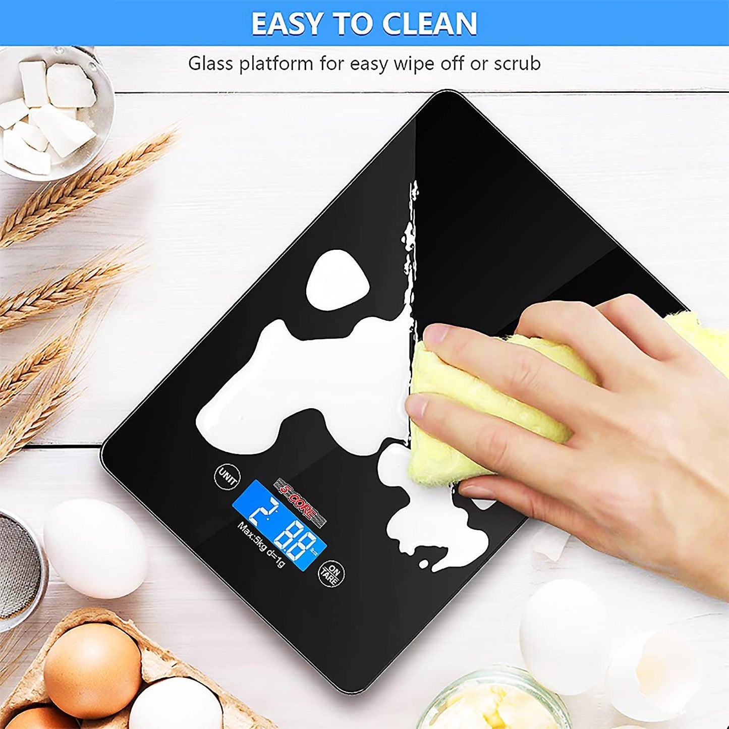 Food Kitchen Scale with LCD Display/ Durable Digital Scale with KG, LB, GM & OZ Unit Conversion/ Ideal for Weight Loss, Baking, Cooking, Keto, and Meal Prep/ Battery Included- K 43
