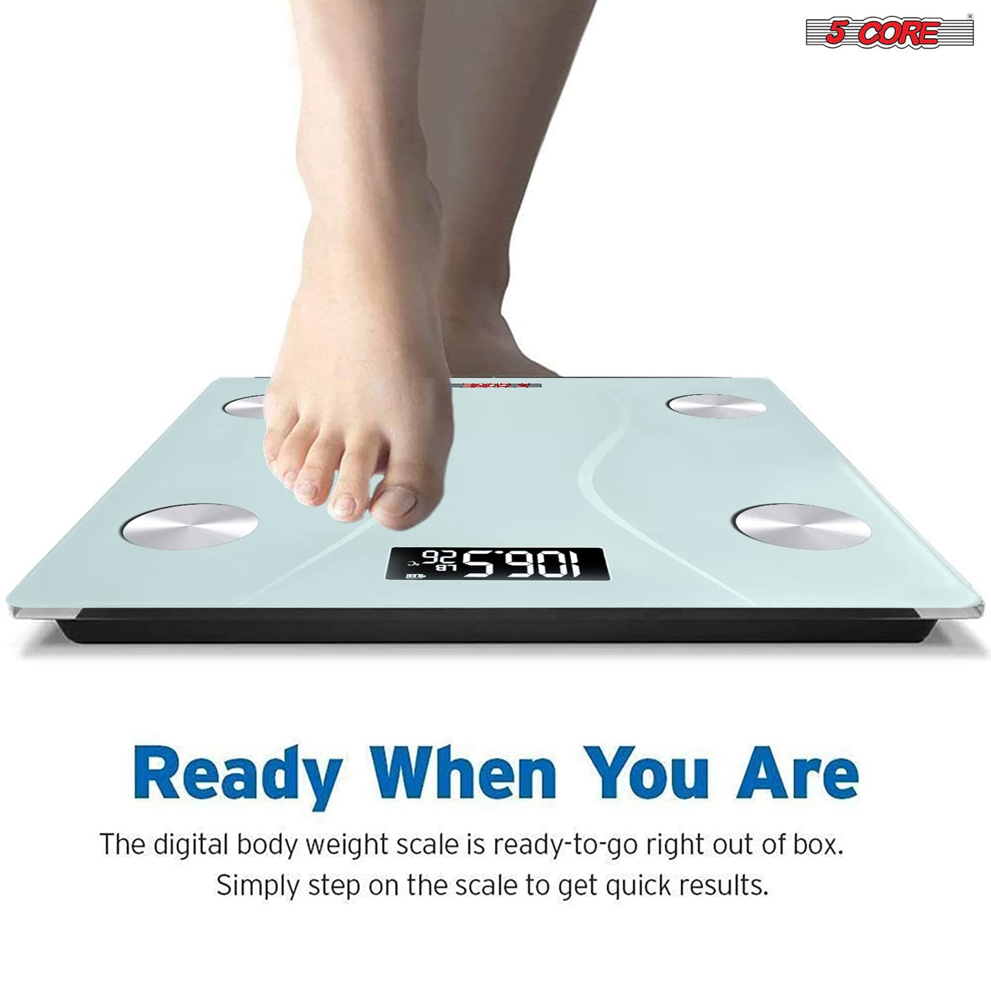 Kcubeinc Digital Scale for Body Weight, Precision Bathroom Weighing Bath Scale, Step-On Technology, High Capacity - 400 lbs. Large Display, Batteries Included BS 01 B WH