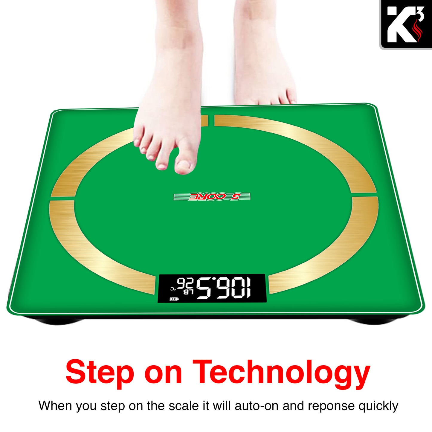 Kcubeinc Smart Digital Scale for Body Weight and Fat Percentage, Battery Power Digital Bathroom Smart Scale Bluetooth Body Fat Scale, BMI Monitor with App 400lbs- BBS 03 B SG