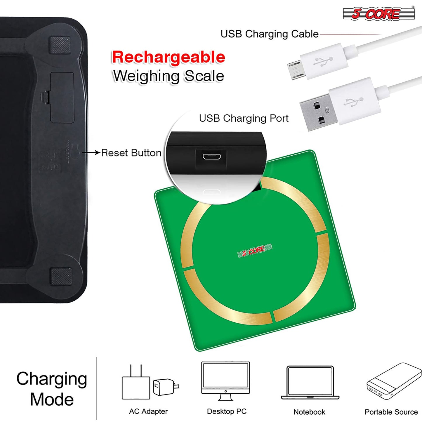 Kcubeinc Rechargeable Smart Digital Bathroom Weighing Scale with Body Fat and Water Weight for People, Bluetooth BMI Electronic Body Analyzer Machine, 400 lbs. BBS 4 R SG