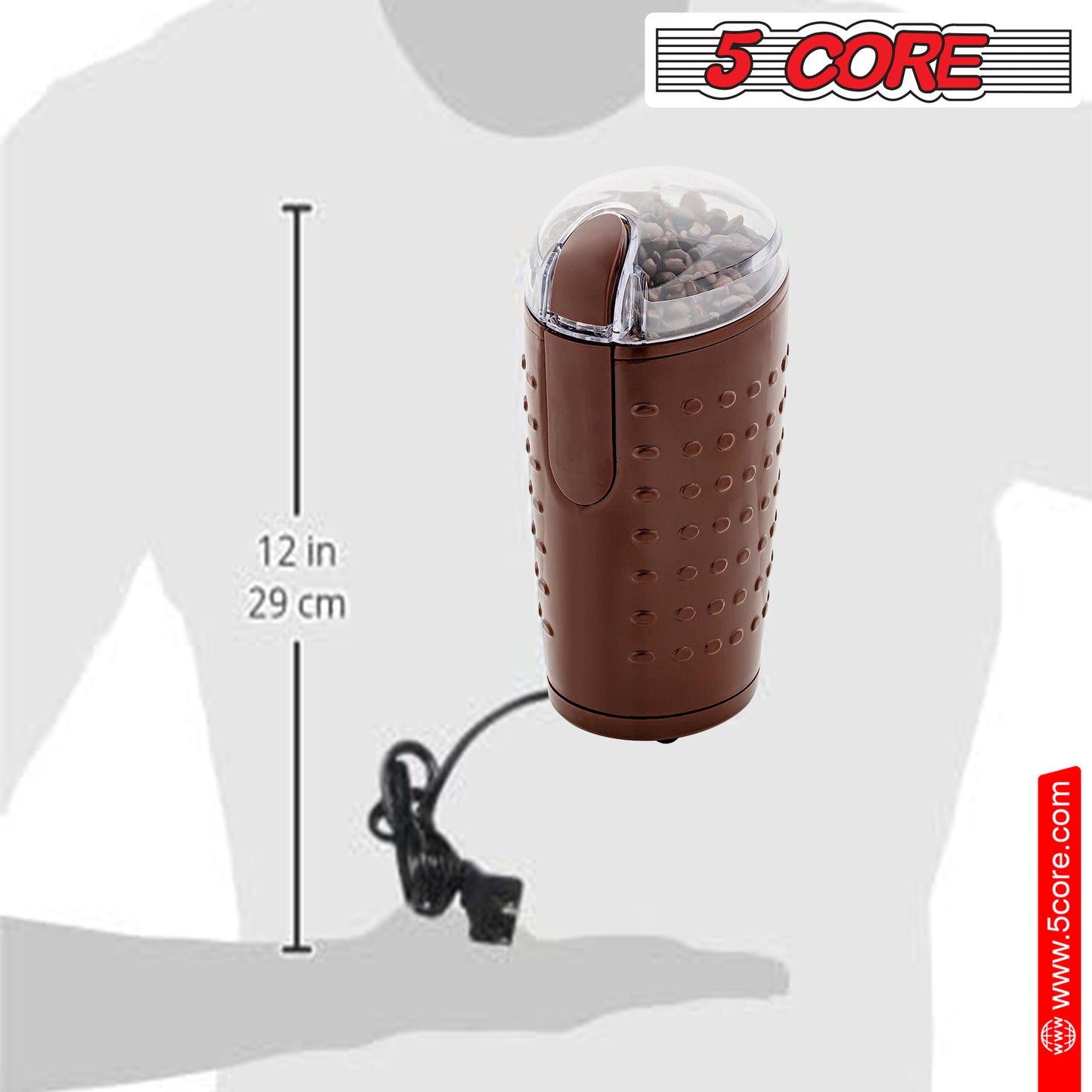 Electric Coffee Grinder Spice Grinders Large Portable Compact with Stainless Blade Grinder CG 01 BR