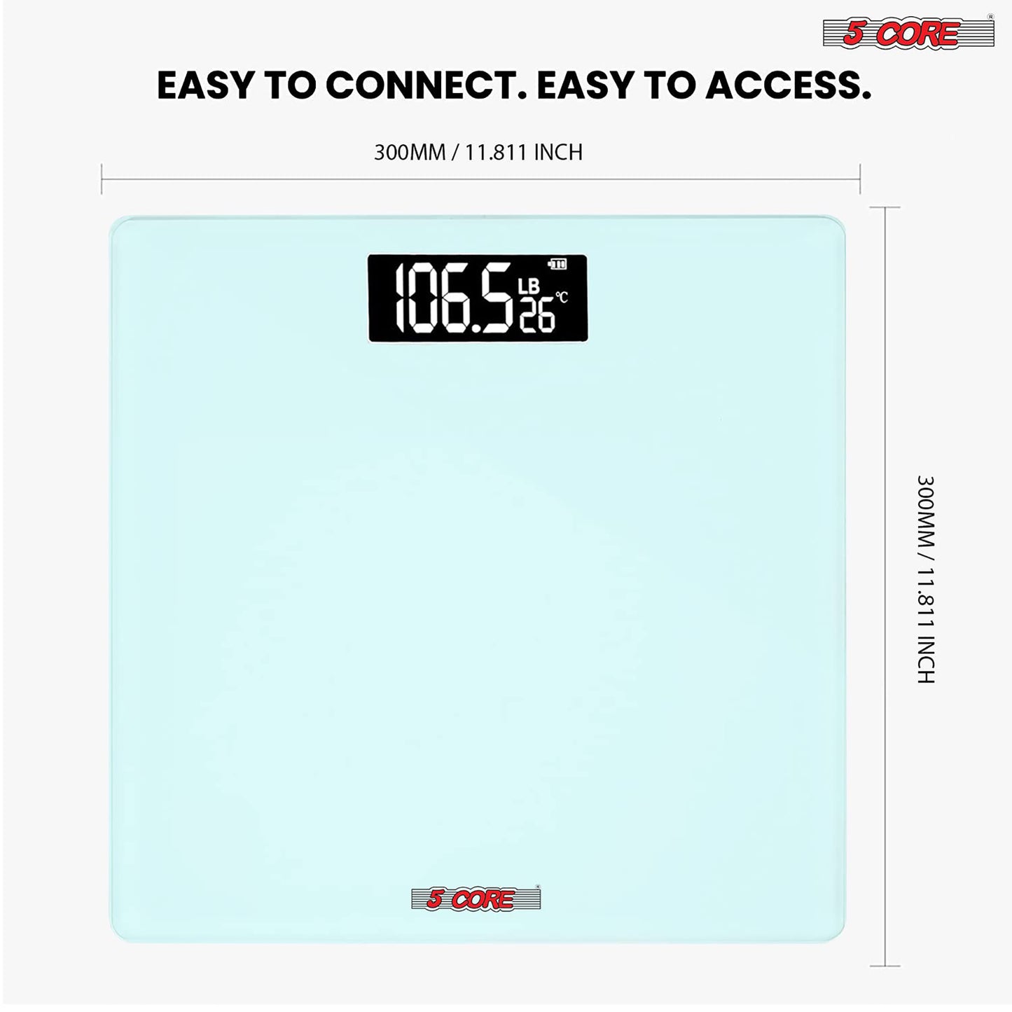 Kcubeinc Digital Scale for Body Weight, Precision Bathroom Weighing Bath Scale, Step-On Technology, High Capacity - 400 lbs. Large Display, Batteries Included BS 02 B WH