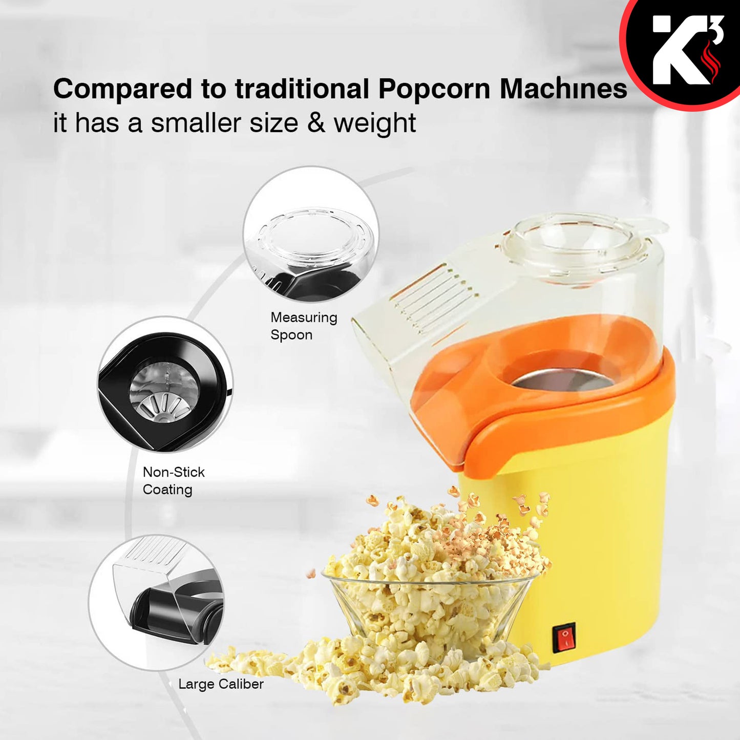 Kcubeinc Microwave Air Popper | BPA Free Premium Food Grade Silicone Hot Air Popcorn Maker | Replaces Microwave Popcorn Bags | Enjoy Air Popped Popcorn - No Oil Needed | POP BWL Y