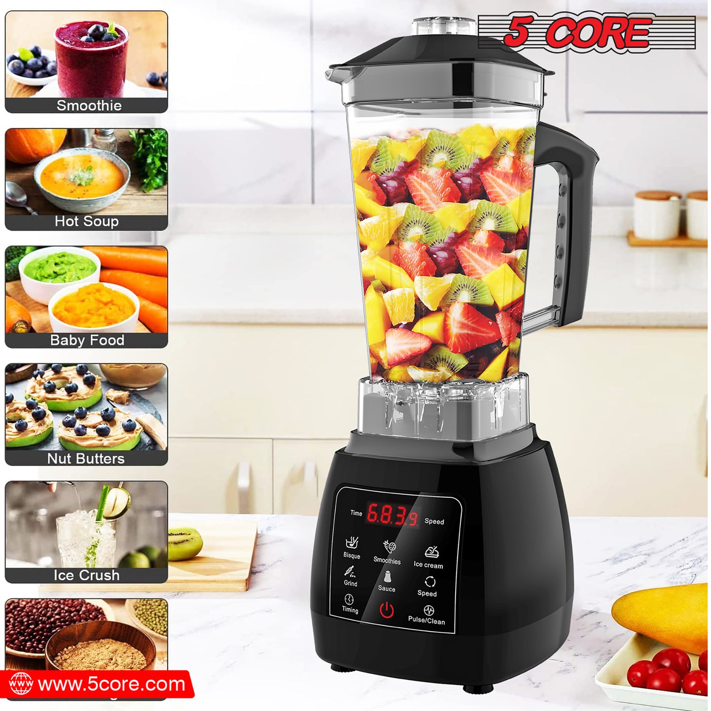 Personal Blender for Shakes and Smoothies/ Portable Blender with 68 Oz Capacity with Travel Cup and Lid/ Heavy-Duty Portable Blender & Food Processor Ideal for Juices, Baby Food- JB 2000 D