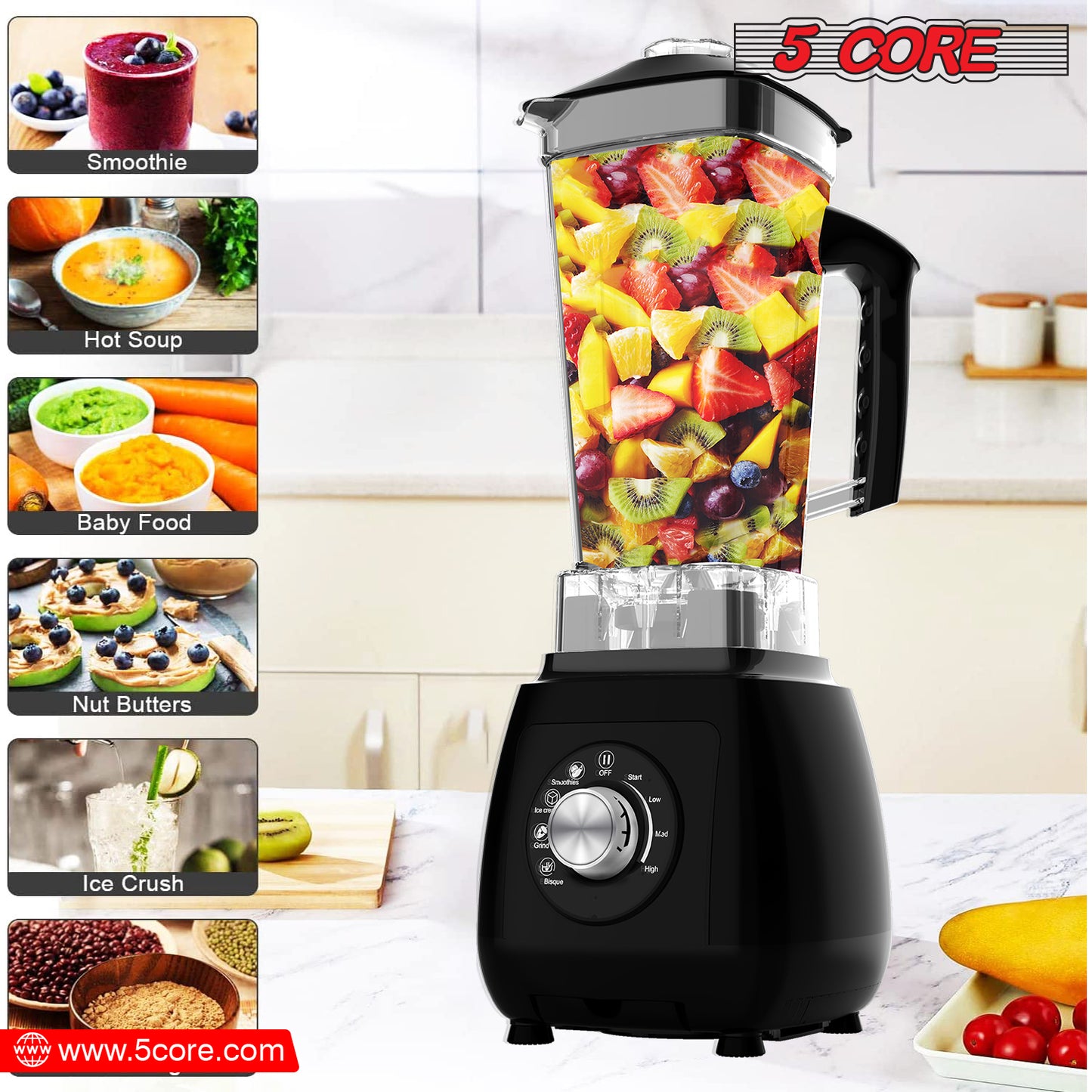 Personal Blender for Shakes & Smoothies/ Portable Blender 68 Oz Capacity, Titanium Blade, Travel Cup & Lid/ Heavy-Duty Portable Blender & Food Processor Ideal for Juices, Baby Food- JB 2000 M