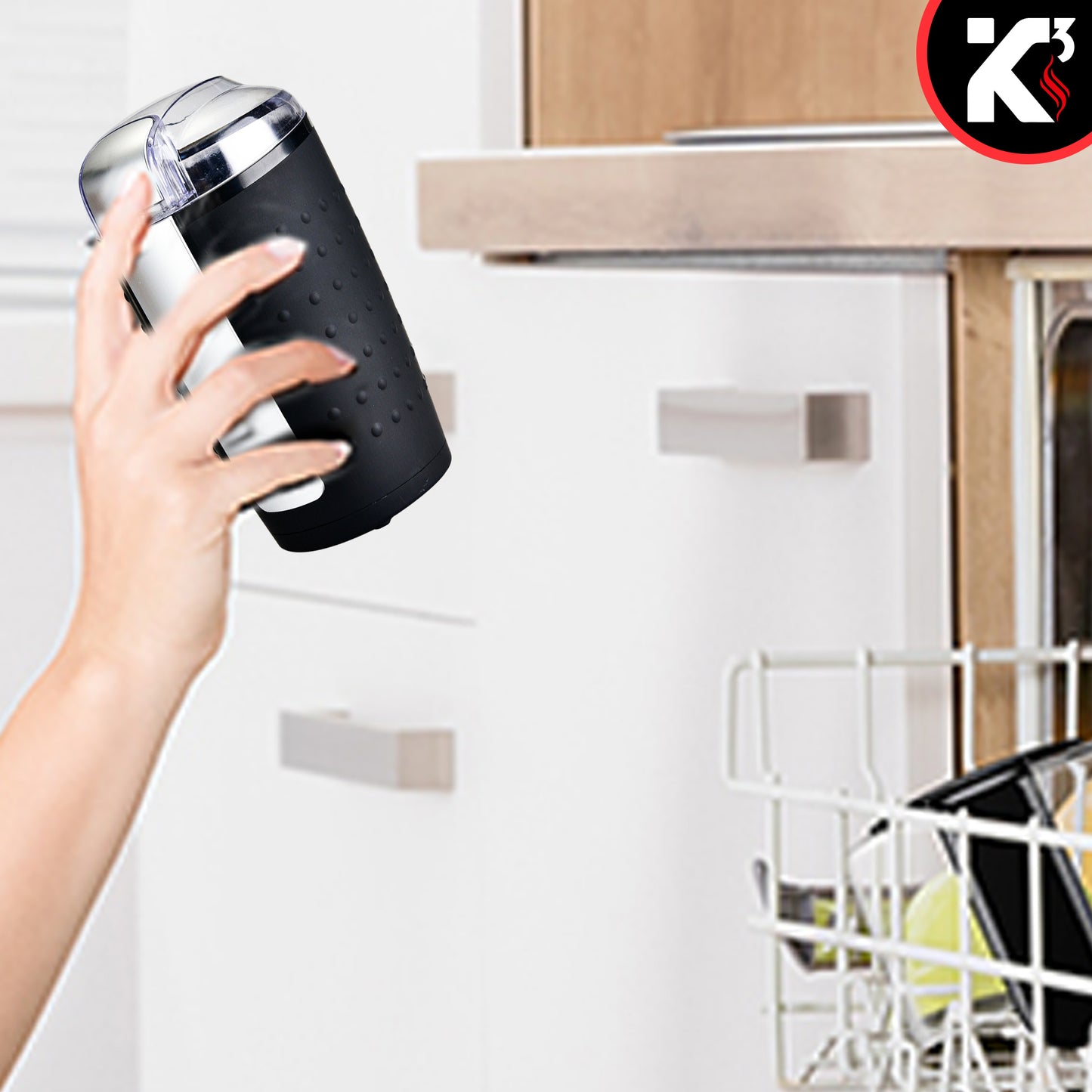 One-Touch Coffee and Spice Grinder Black| Stainless Steel Blades, Removable Chamber| Capacity up to 12 Cups| Electric Coffee Grinder for Beans, Spices, and More- CG 01 BL