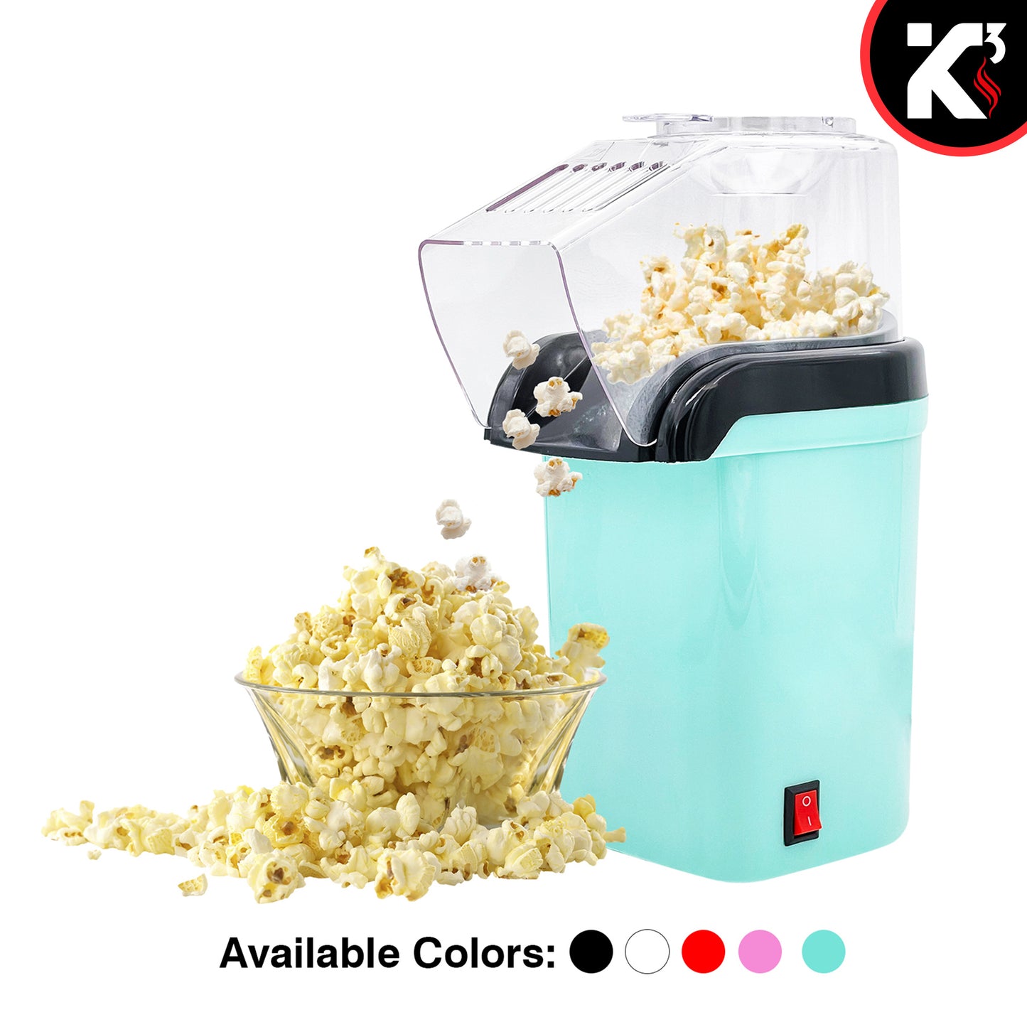 Kcubeinc Popcorn Machine Hot Air Electric Popper Kernel Corn Maker Bpa Free No Oil POP G