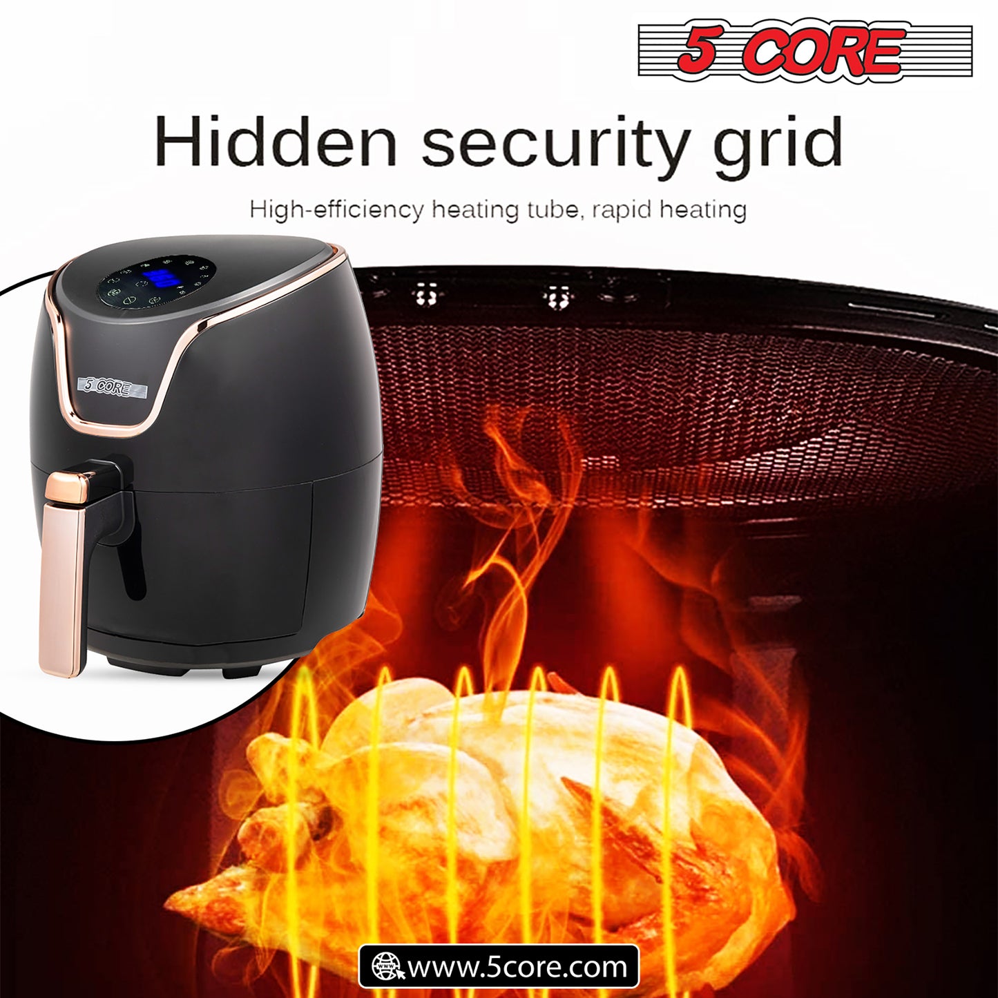 Air Fryer Oven 3.8 Quart (3.5 Liter)|Air Fryers Oven 1400W| 4-in-1 Black Airfryer, Bake, Roast, Reheat, Space-saving & Low-noise, 85% Less Oil, Nonstick, 11 Preset, Large Touch Screen- AF 380