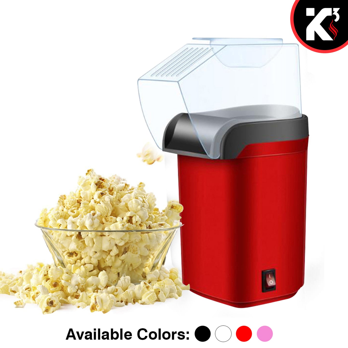 Kcubeinc Popcorn Machine Hot Air Electric Popper Kernel Corn Maker Bpa Free No Oil POP R