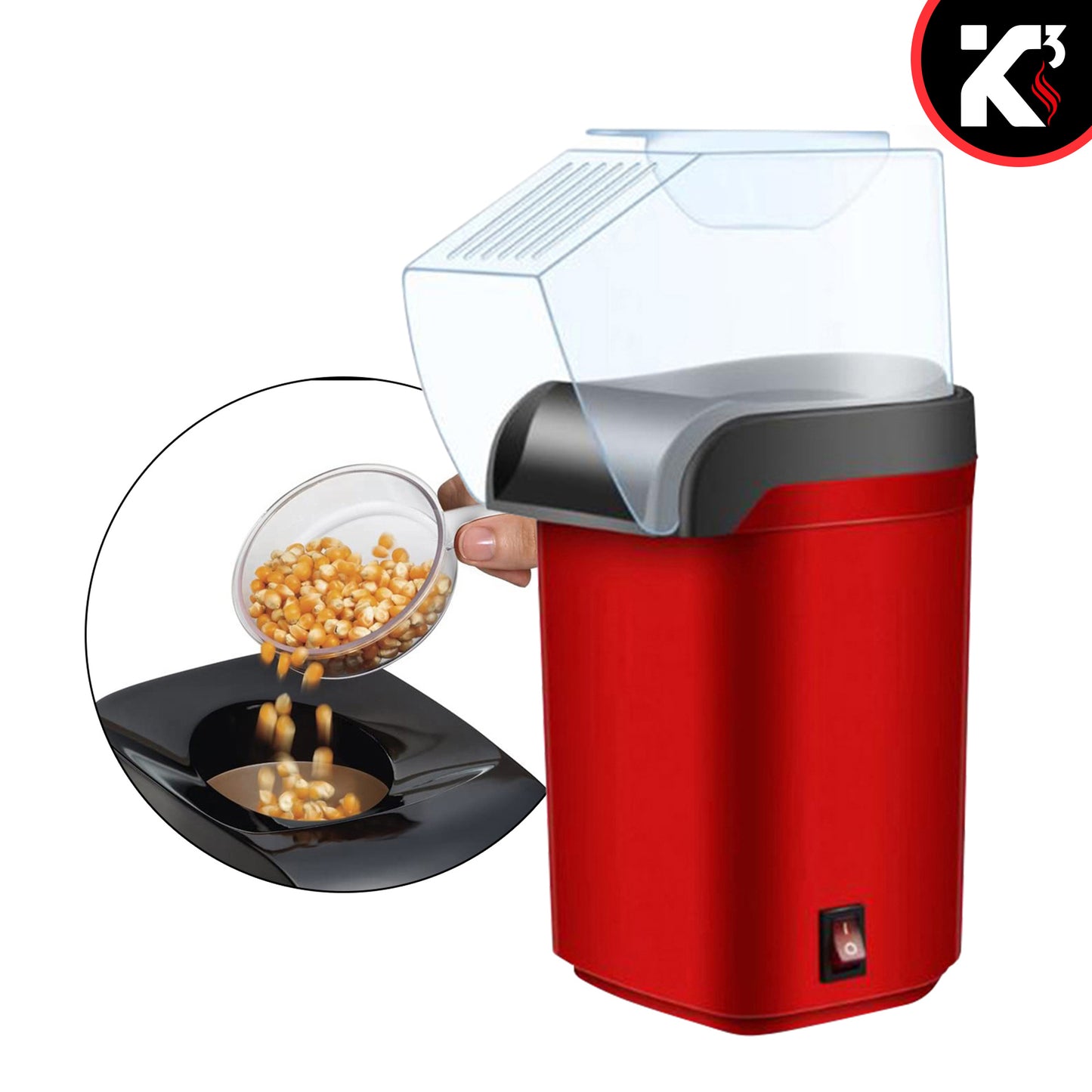 Kcubeinc Popcorn Machine Hot Air Electric Popper Kernel Corn Maker Bpa Free No Oil POP R