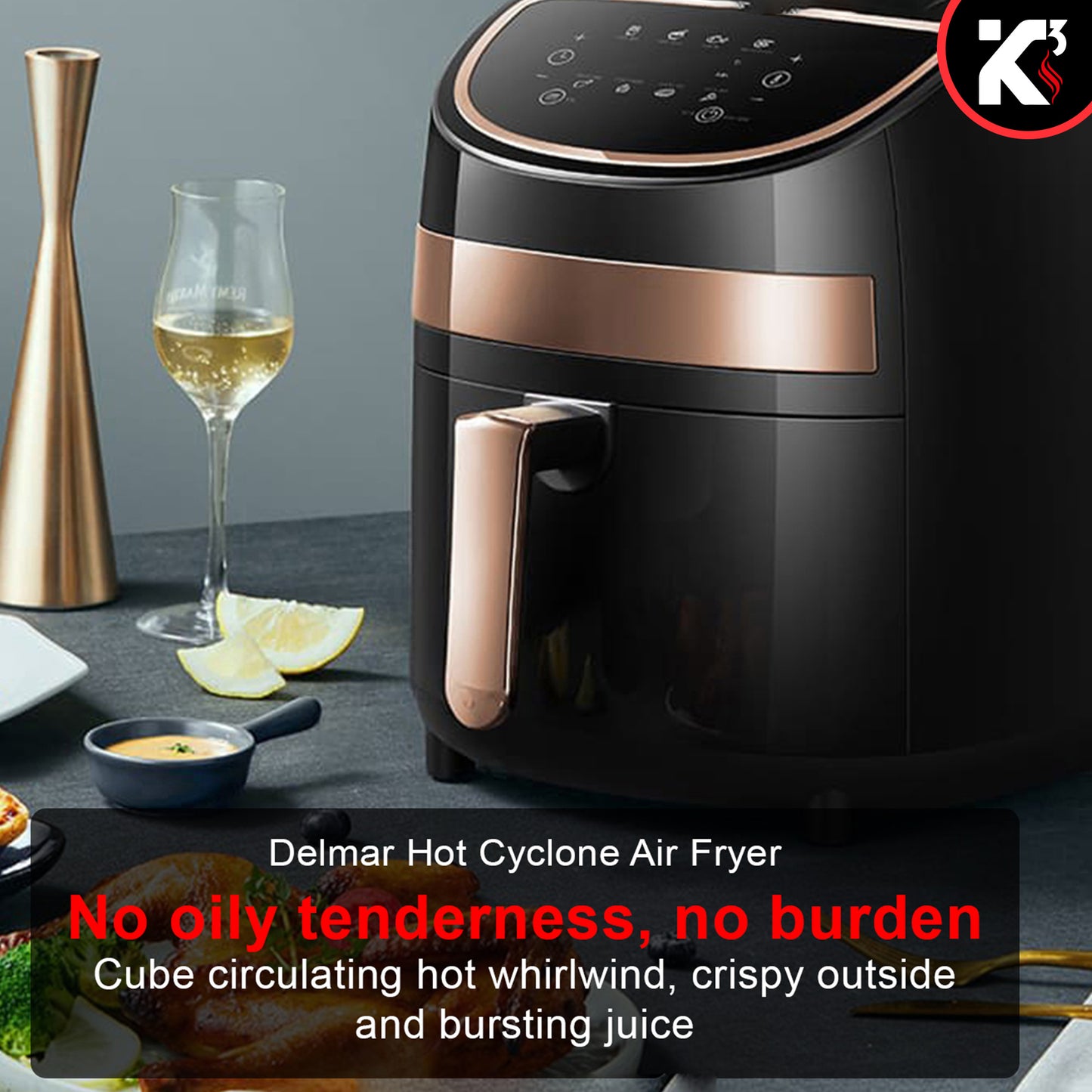 Air Fryer Oven 3.2 Quart (3 Liter)| 4-in-1 Black Airfryer, Bake, Roast, Reheat, Space-saving & Low-noise, 85% Oil-less, Nonstick| Large Touch Screen, ETL Approved- AF 320