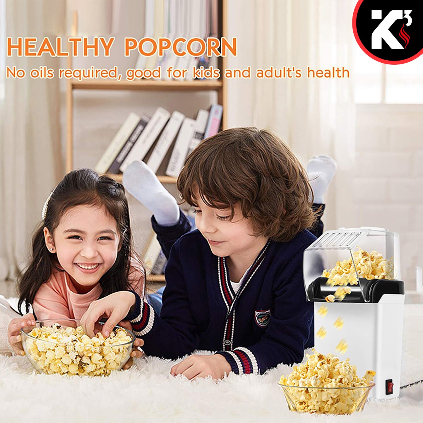 Kcubeinc Popcorn Machine Hot Air Electric Popper Kernel Corn Maker Bpa Free No Oil POP W
